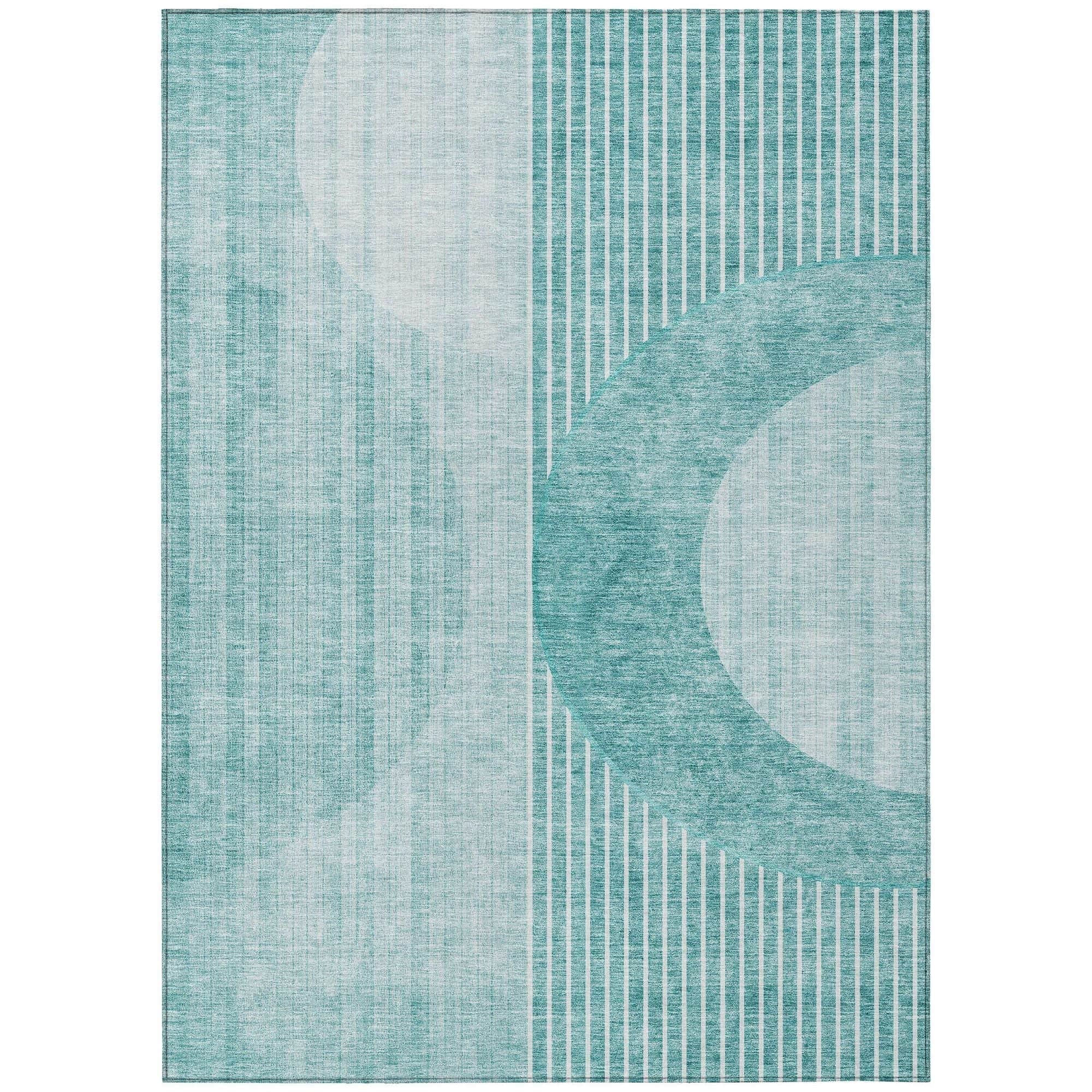 Machine Washable Teal Rug - Indoor / Outdoor - Kids / Pet Friendly Modern Print Rug