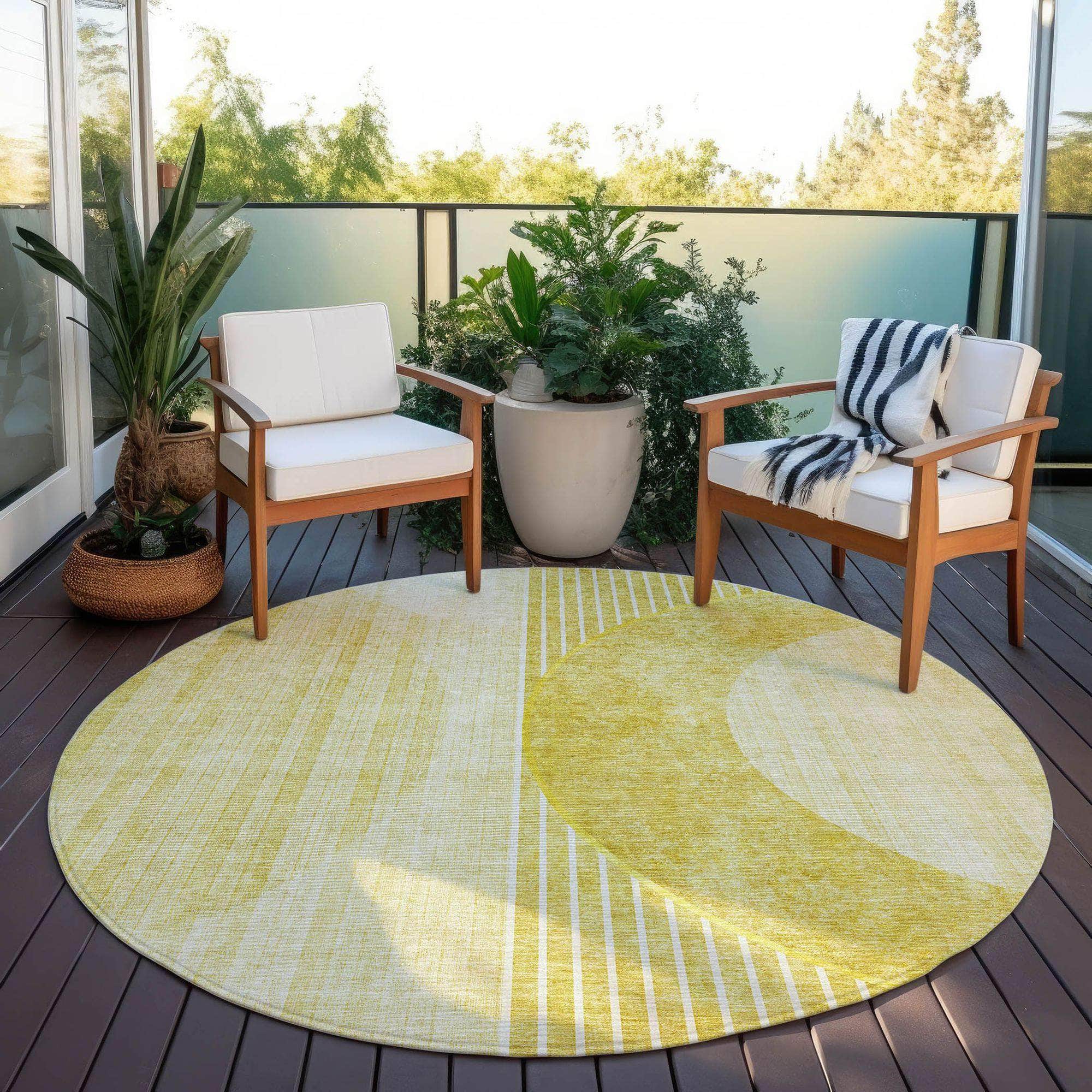 Machine Washable Wheat Gold Rug - Indoor / Outdoor - Kids / Pet Friendly Modern Print Rug