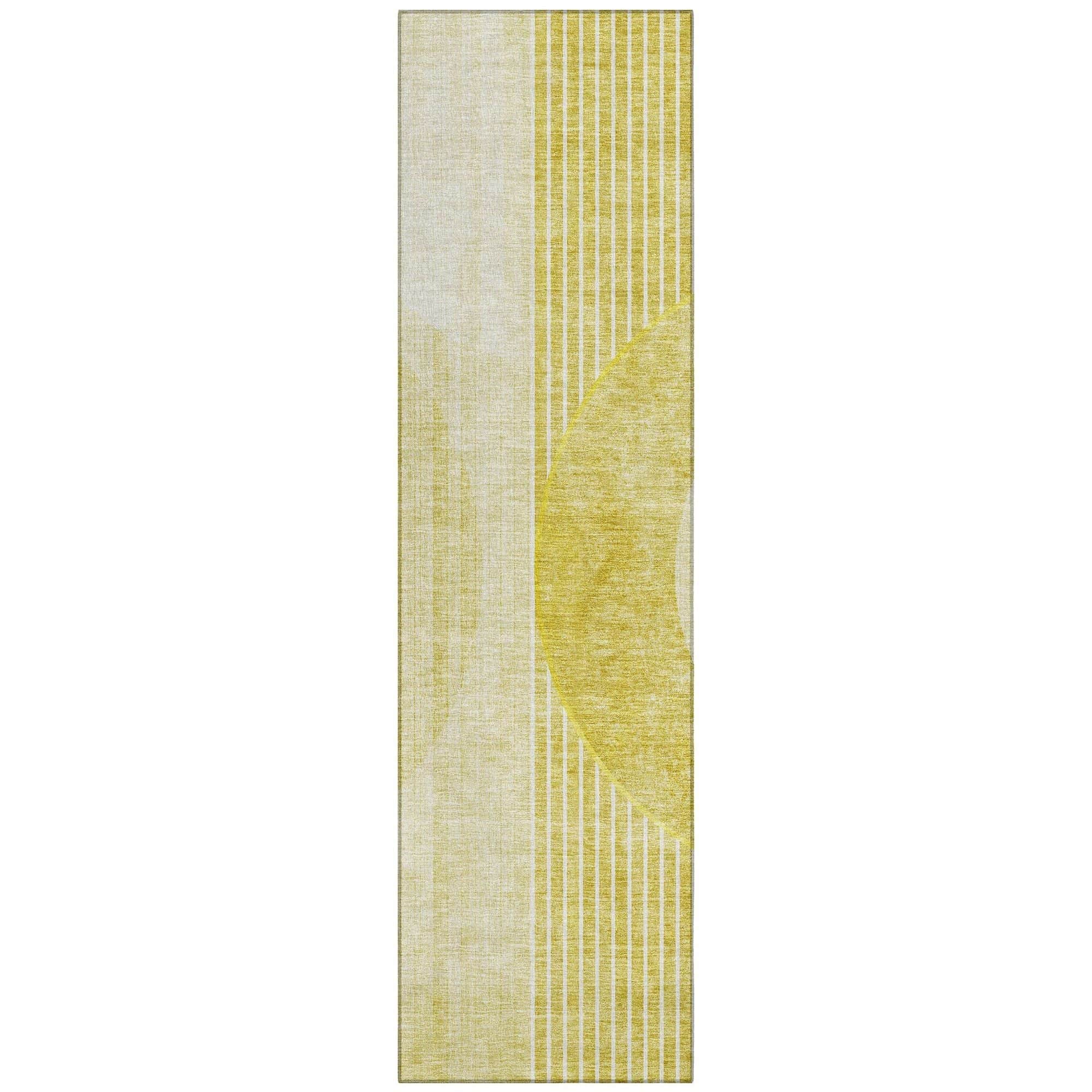 Machine Washable Wheat Gold Rug - Indoor / Outdoor - Kids / Pet Friendly Modern Print Rug