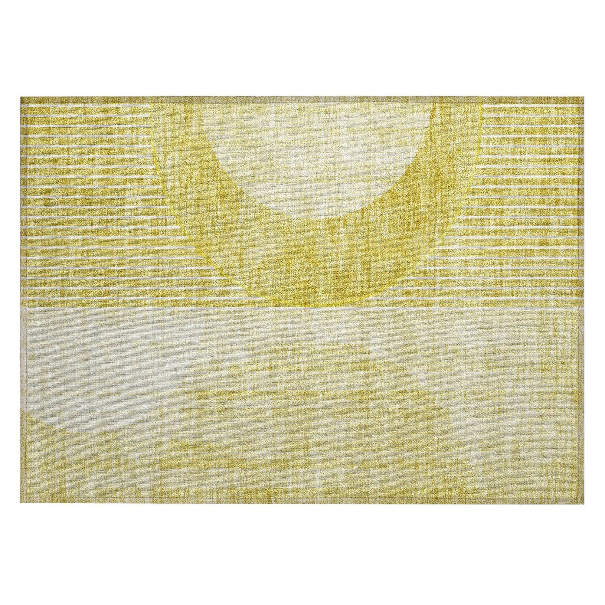 Machine Washable Wheat Gold Rug - Indoor / Outdoor - Kids / Pet Friendly Modern Print Rug