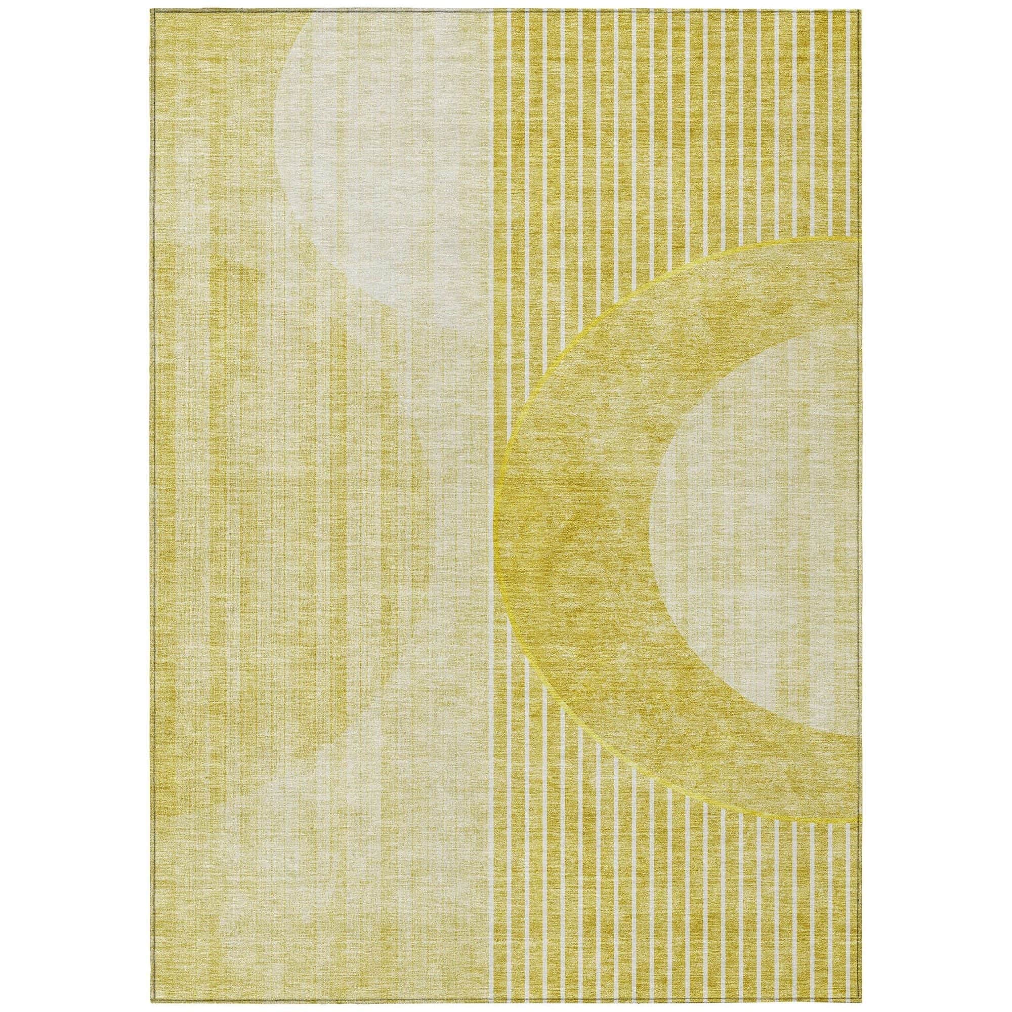 Machine Washable Wheat Gold Rug - Indoor / Outdoor - Kids / Pet Friendly Modern Print Rug