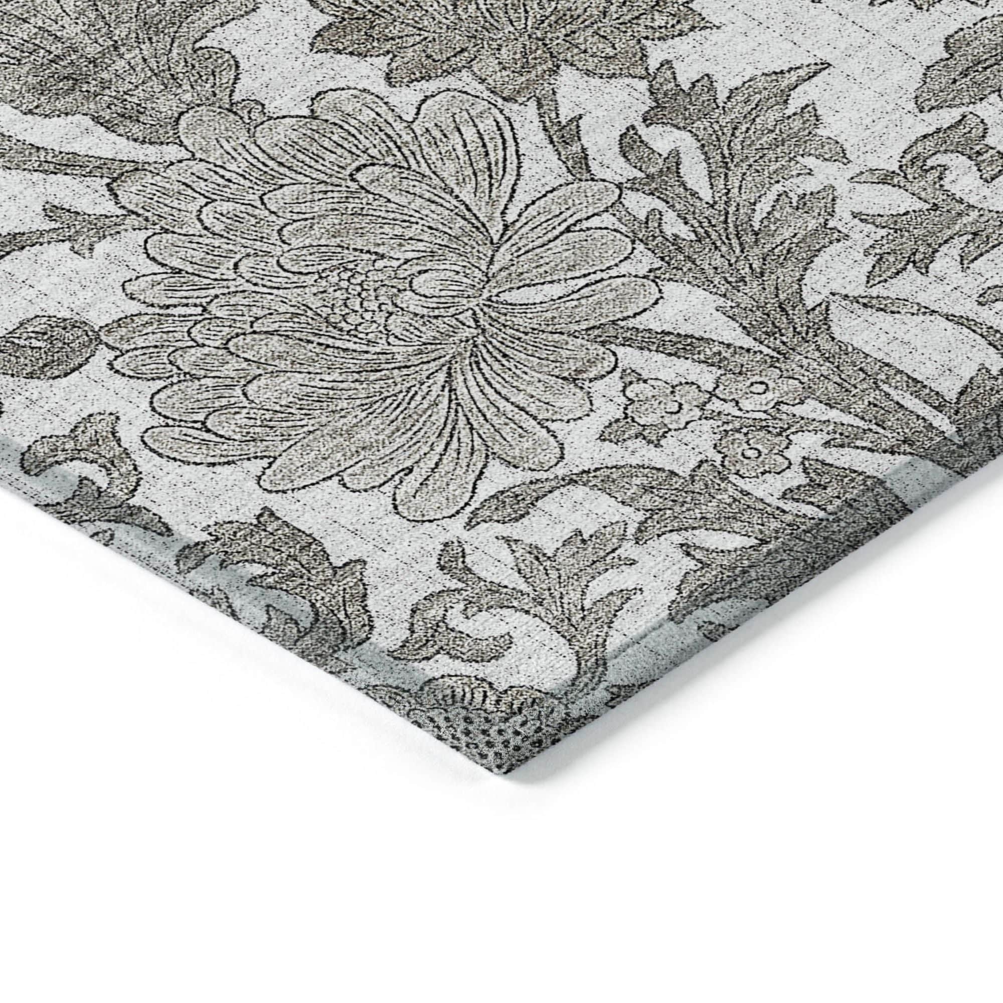 Machine Washable Ivory Rug - Indoor / Outdoor - Kids / Pet Friendly Floral Print Rug