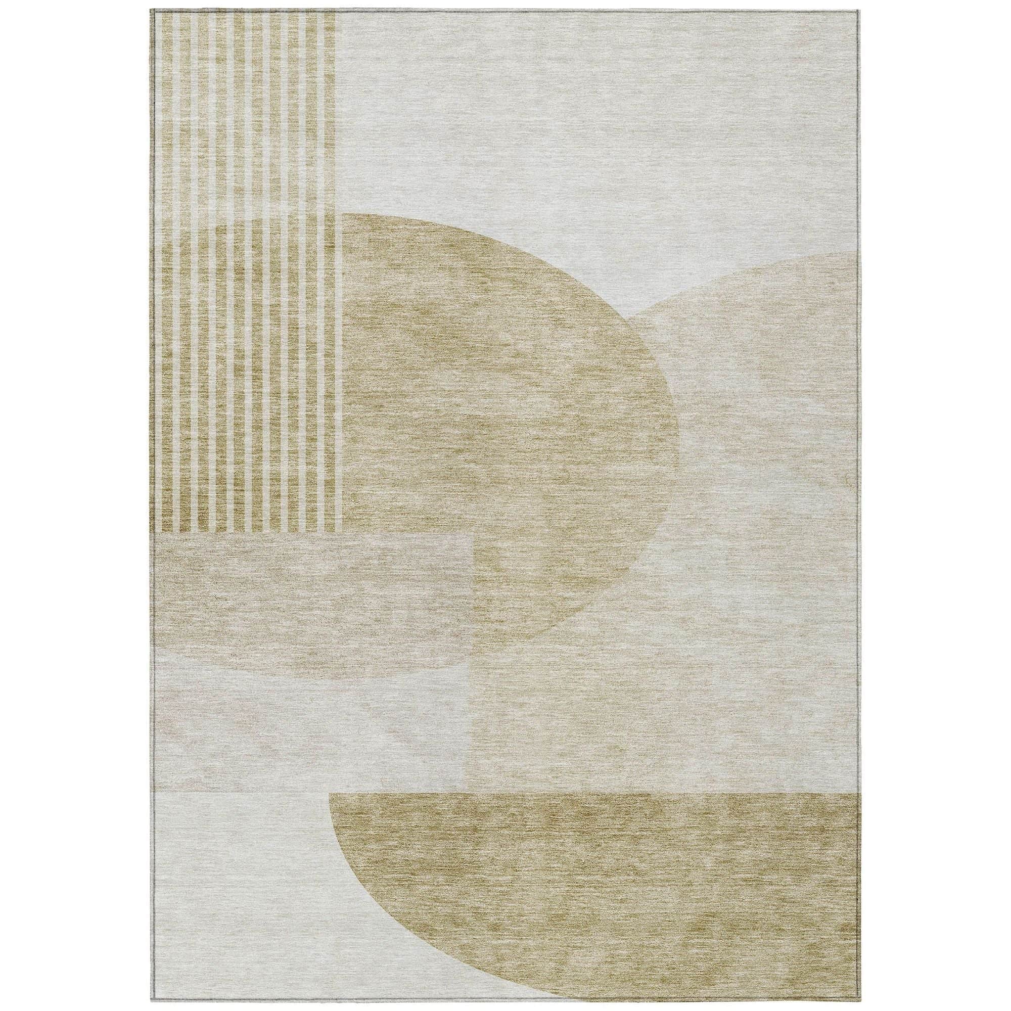Machine Washable Brown Rug - Indoor / Outdoor - Kids / Pet Friendly Modern Print Rug