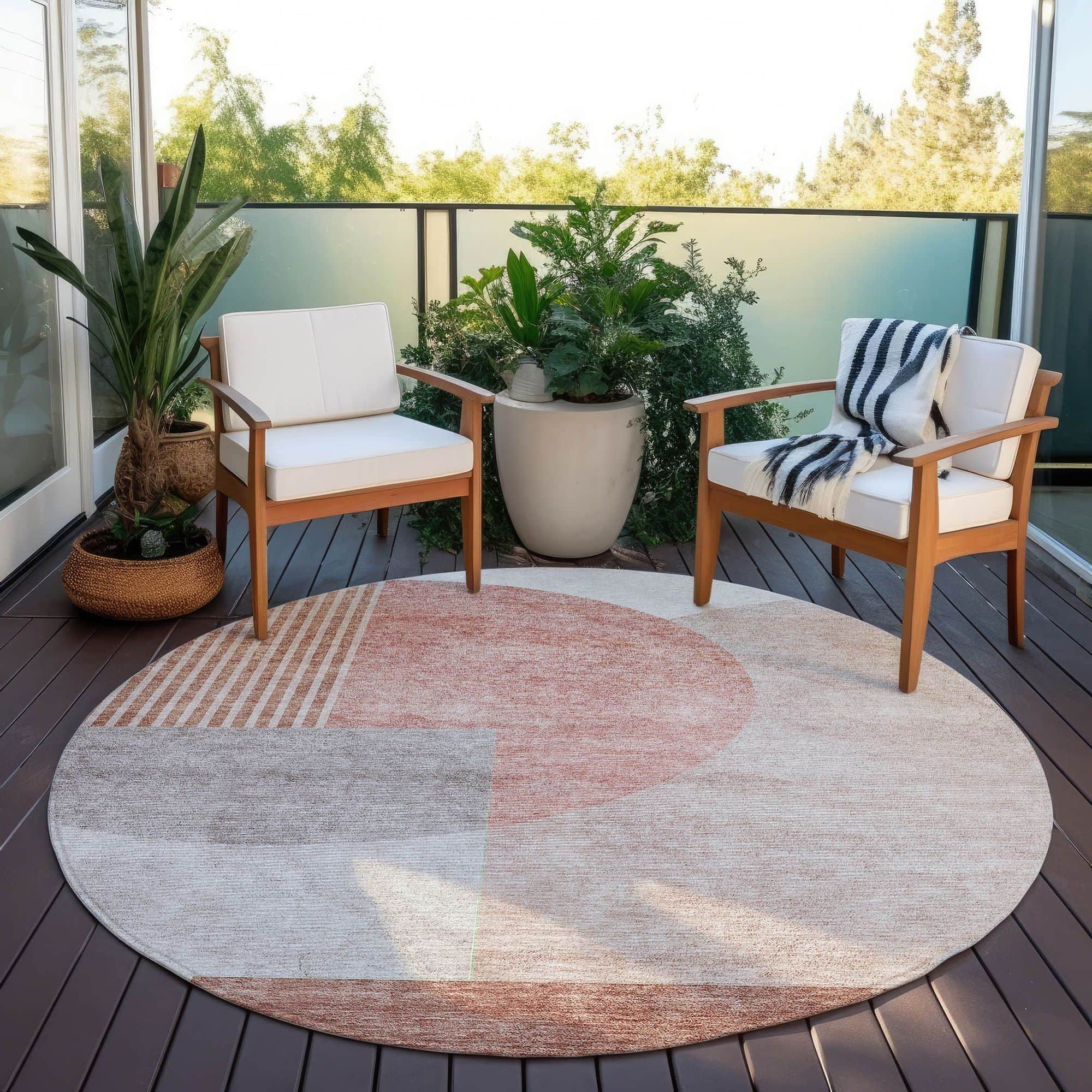 Machine Washable Copper Orange Rug - Indoor / Outdoor - Kids / Pet Friendly Modern Print Rug
