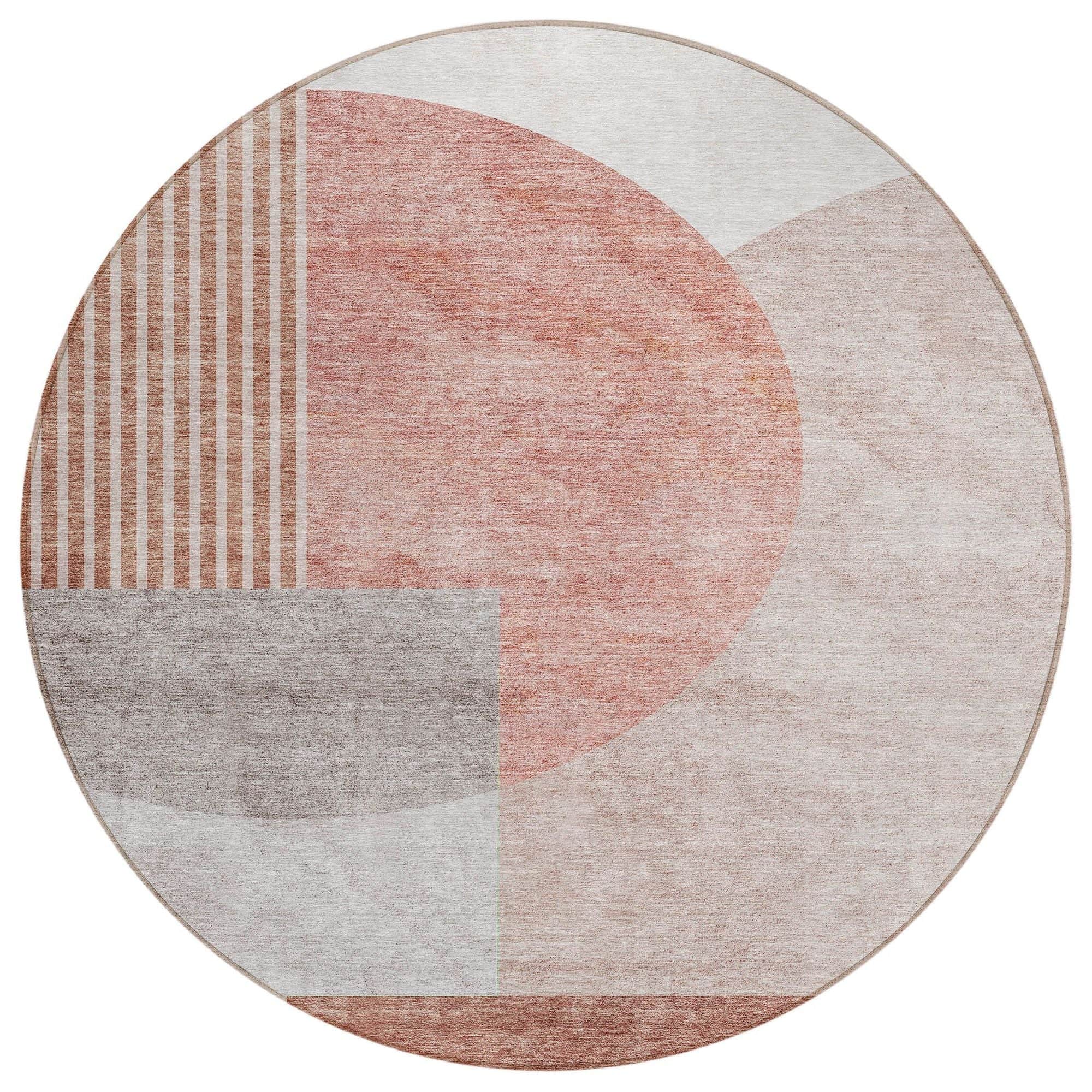 Machine Washable Copper Orange Rug - Indoor / Outdoor - Kids / Pet Friendly Modern Print Rug