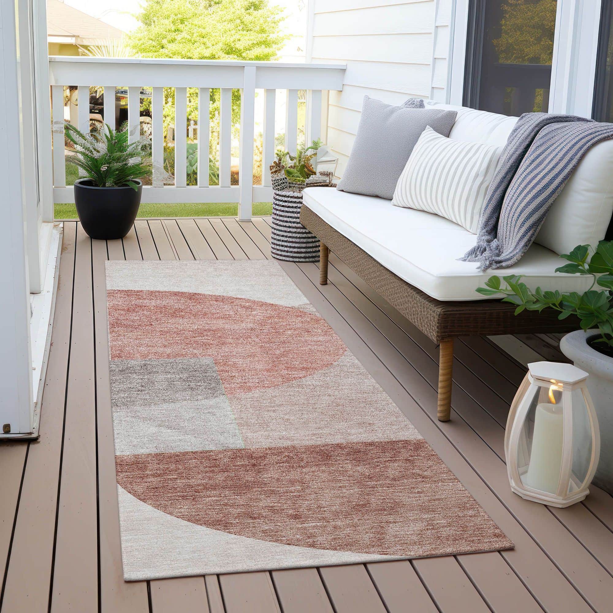 Machine Washable Copper Orange Rug - Indoor / Outdoor - Kids / Pet Friendly Modern Print Rug