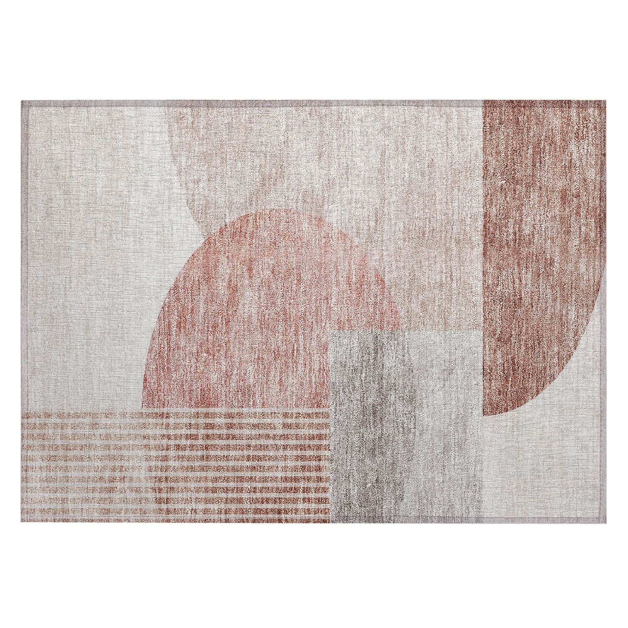 Machine Washable Copper Orange Rug - Indoor / Outdoor - Kids / Pet Friendly Modern Print Rug