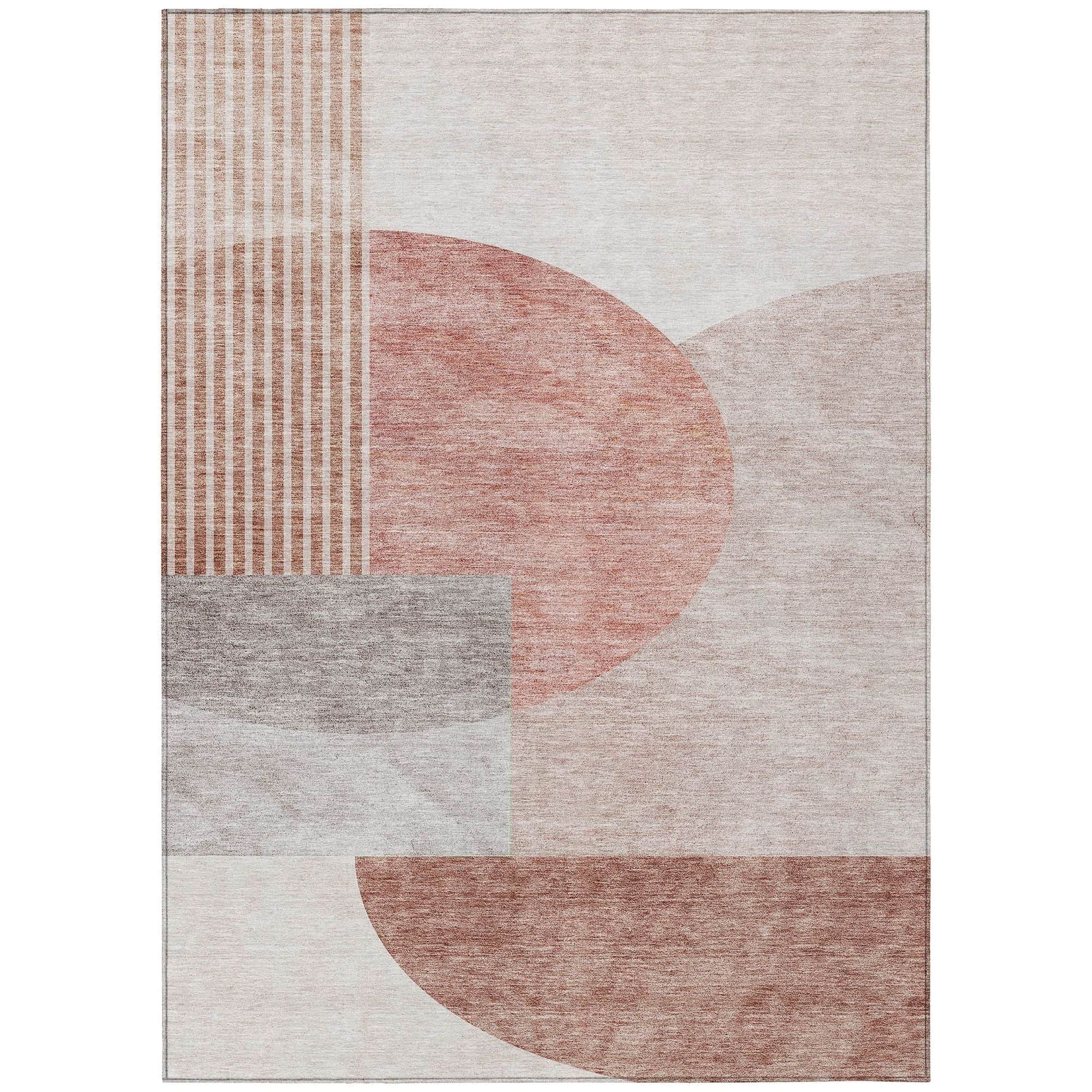 Machine Washable Copper Orange Rug - Indoor / Outdoor - Kids / Pet Friendly Modern Print Rug