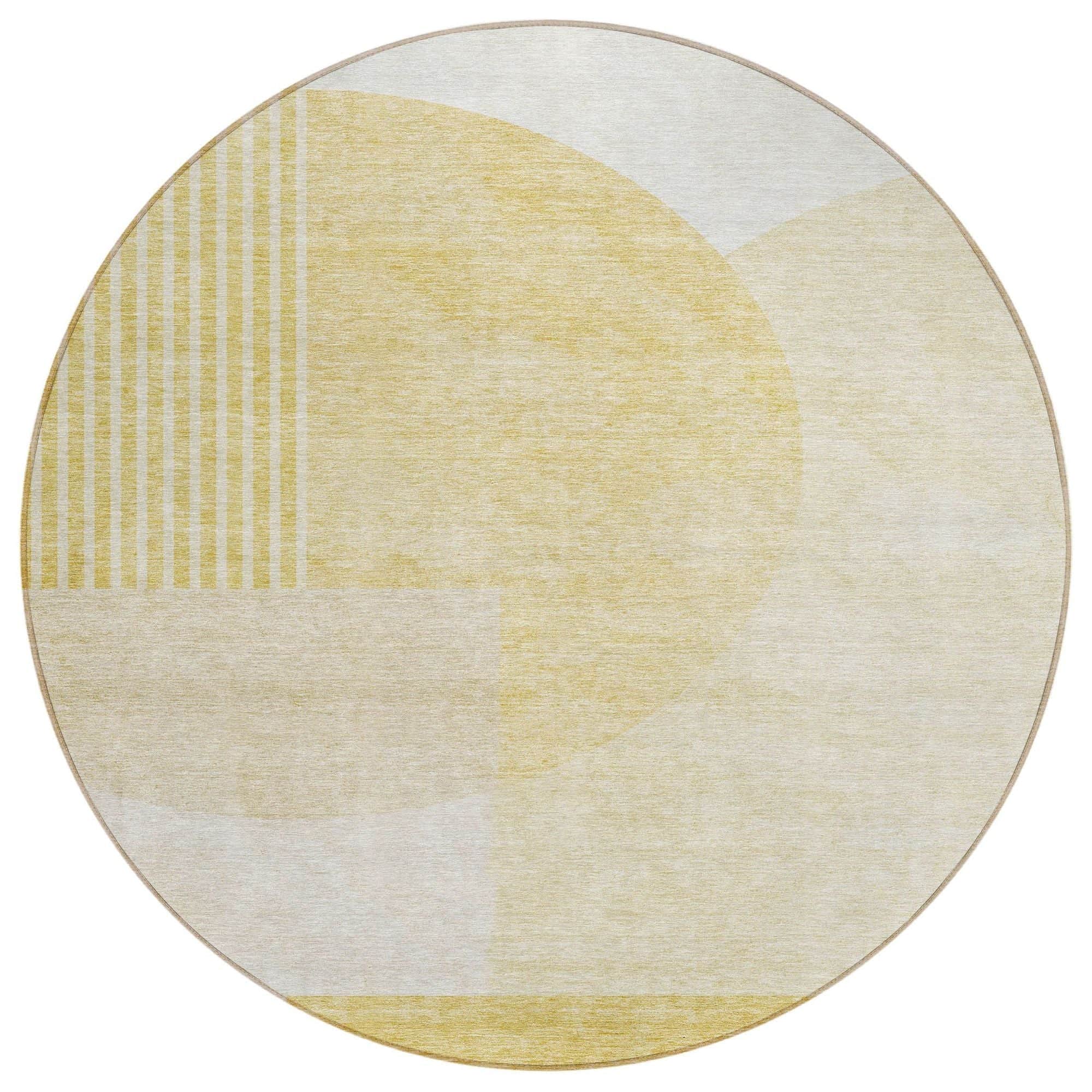 Machine Washable Gold Rug - Indoor / Outdoor - Kids / Pet Friendly Modern Print Rug