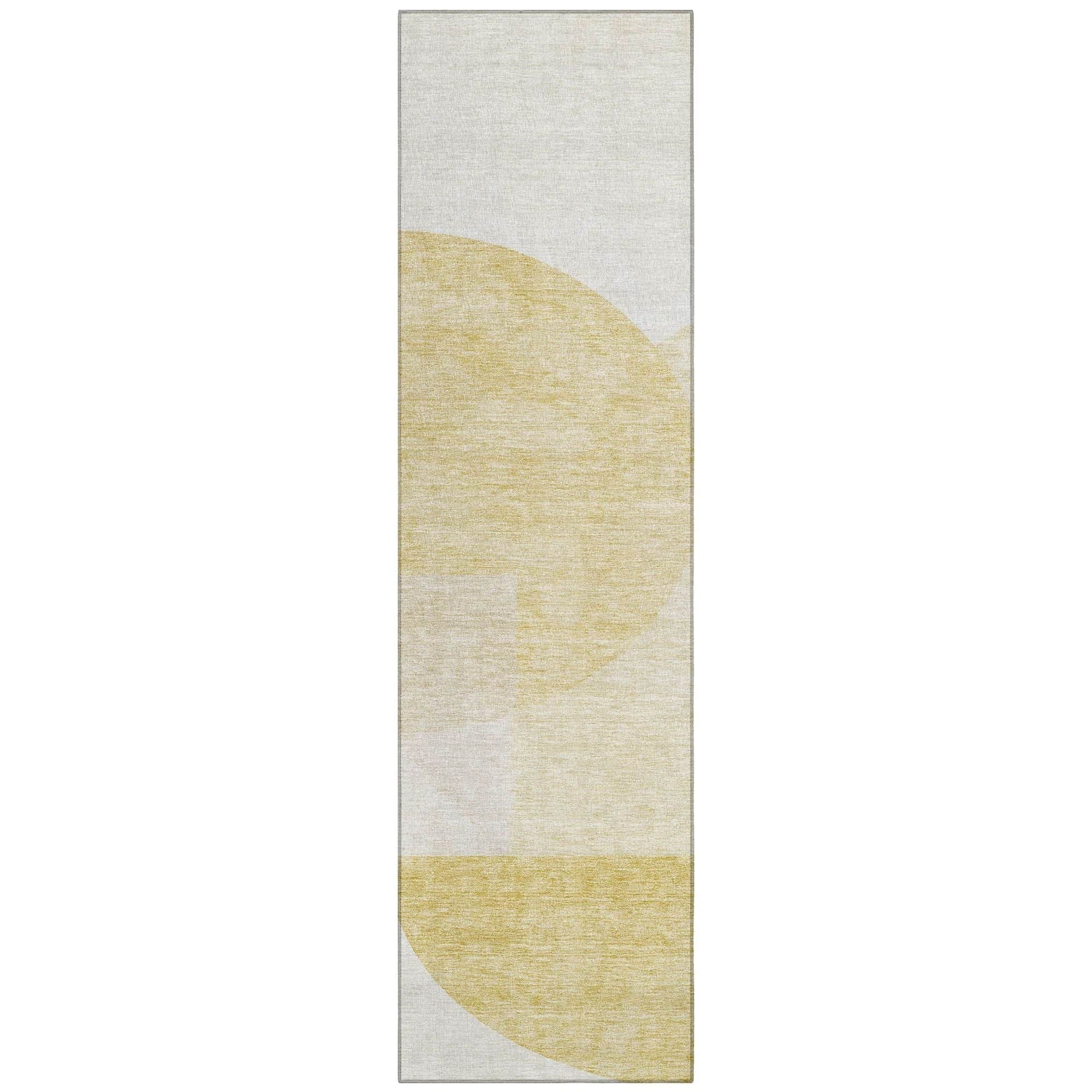 Machine Washable Gold Rug - Indoor / Outdoor - Kids / Pet Friendly Modern Print Rug