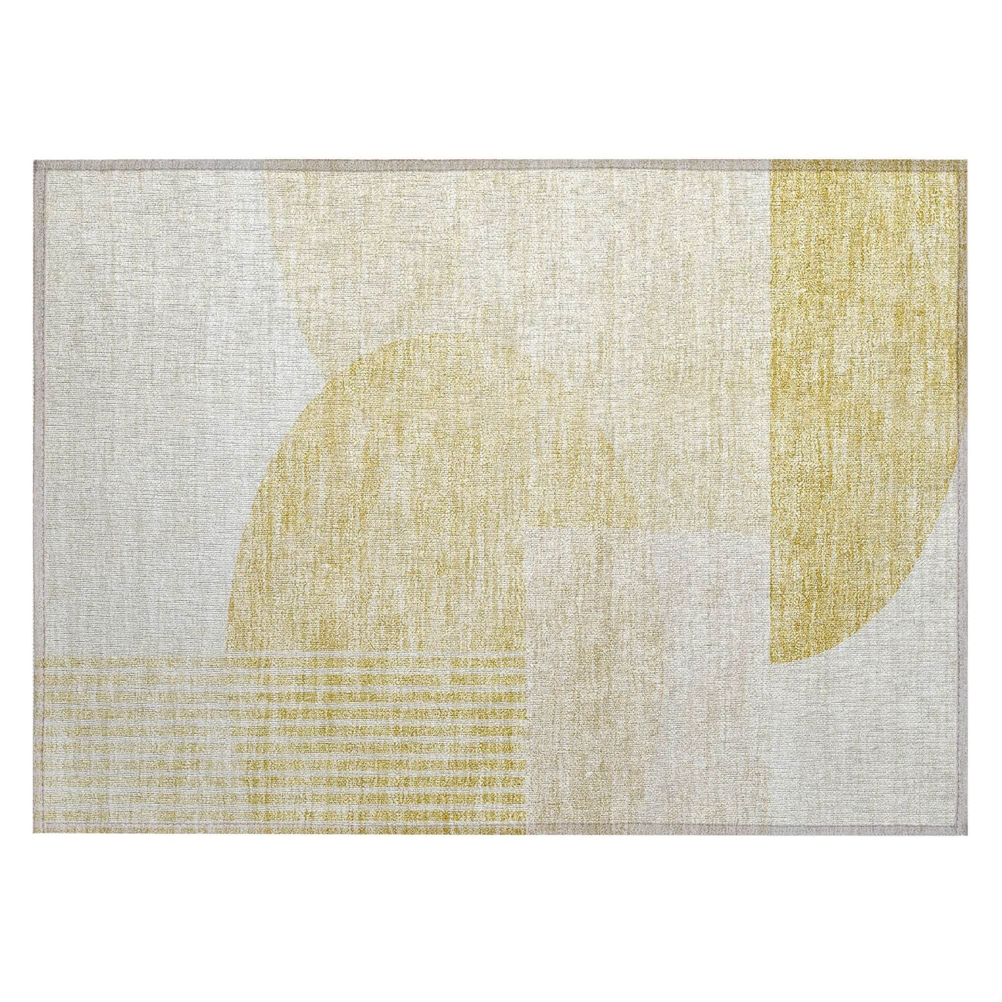 Machine Washable Gold Rug - Indoor / Outdoor - Kids / Pet Friendly Modern Print Rug