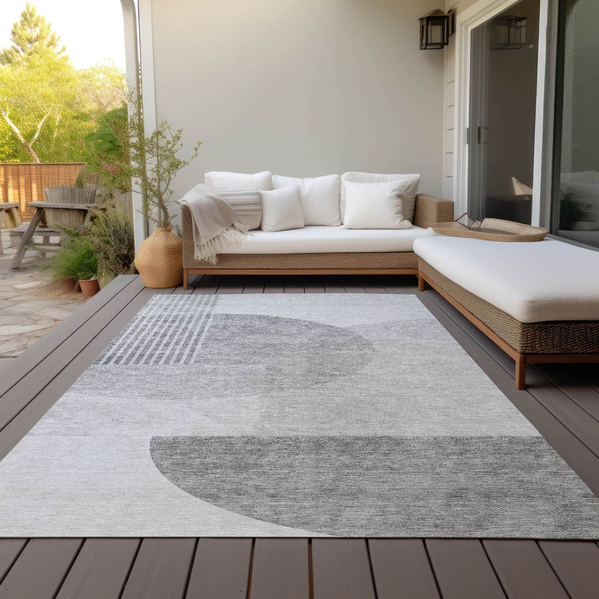 Machine Washable Gray Rug - Indoor / Outdoor - Kids / Pet Friendly Modern Print Rug