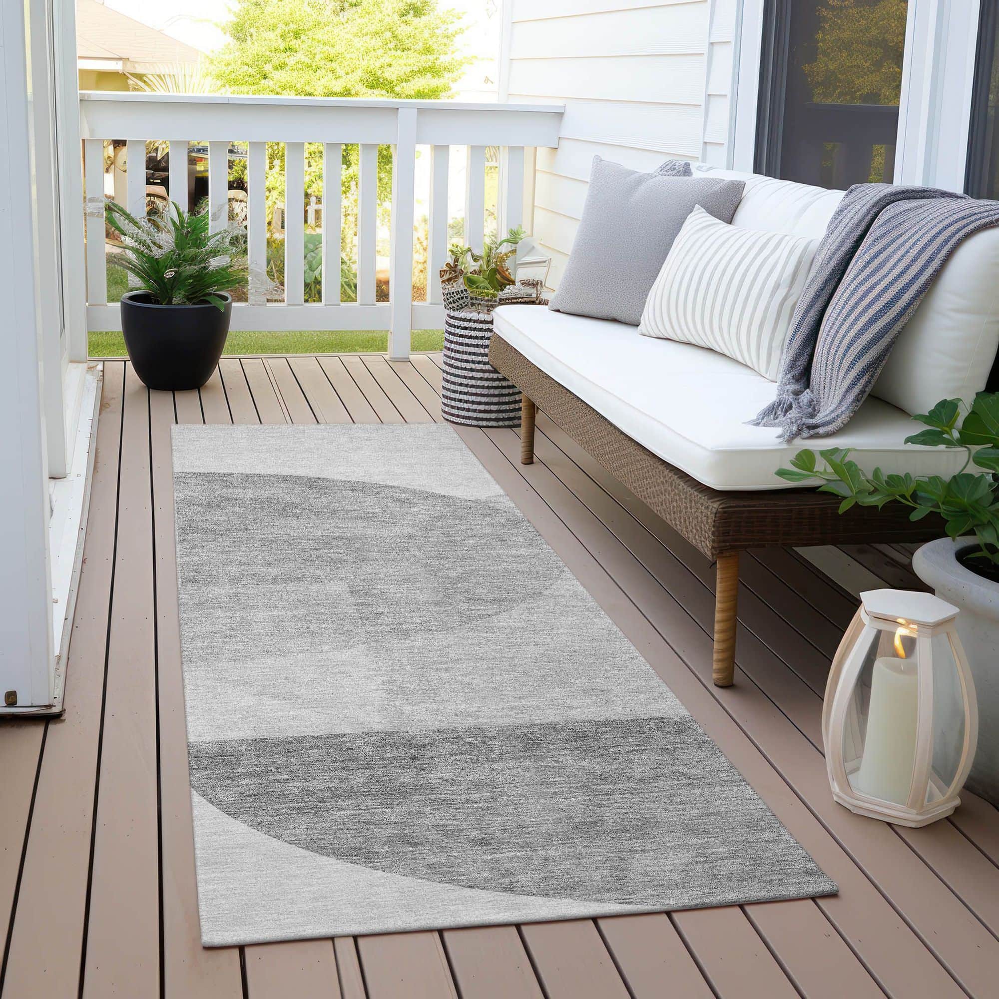 Machine Washable Gray Rug - Indoor / Outdoor - Kids / Pet Friendly Modern Print Rug