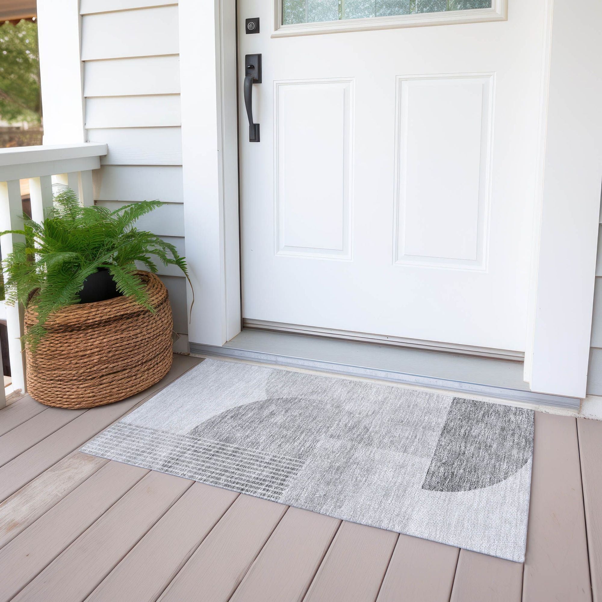 Machine Washable Gray Rug - Indoor / Outdoor - Kids / Pet Friendly Modern Print Rug