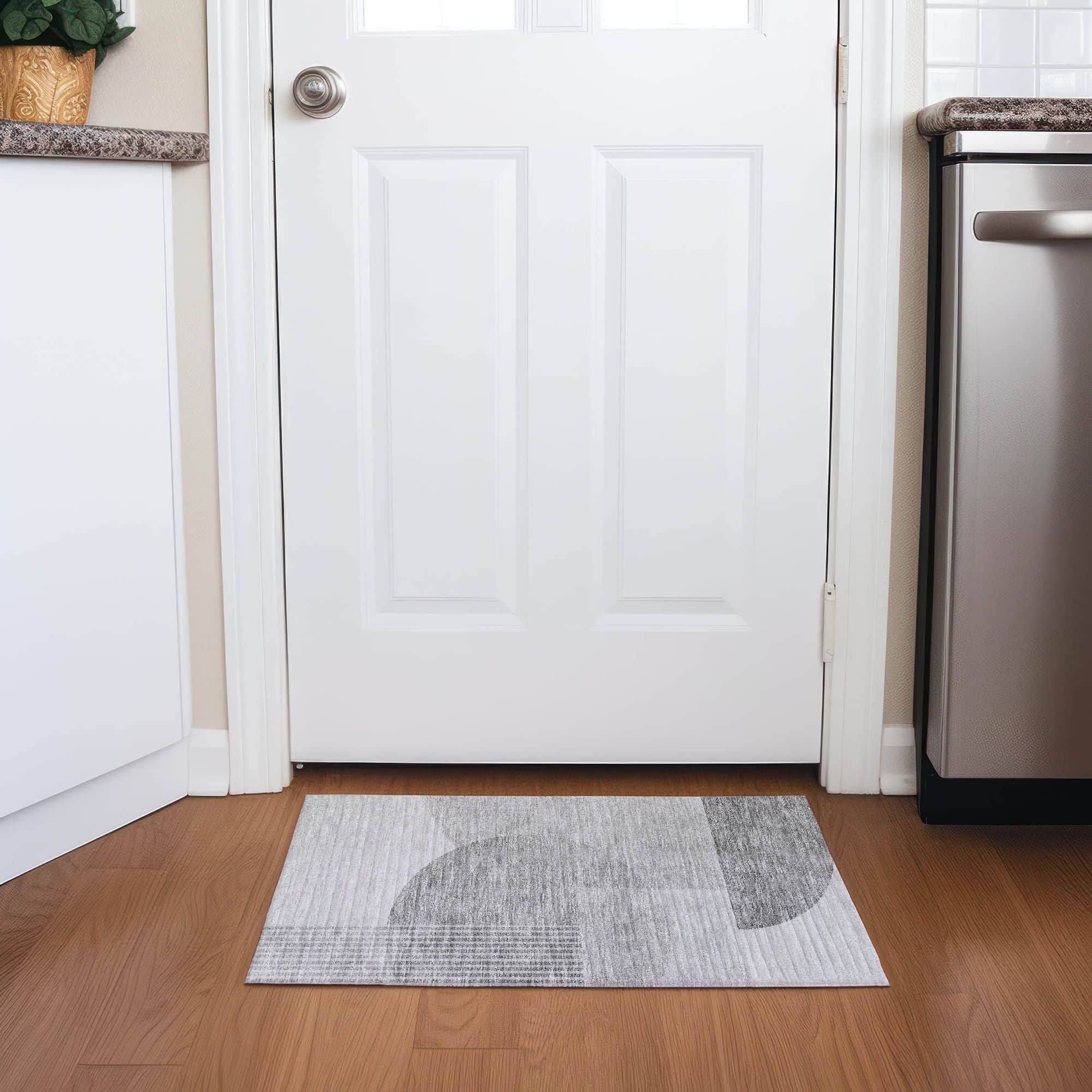 Machine Washable Gray Rug - Indoor / Outdoor - Kids / Pet Friendly Modern Print Rug