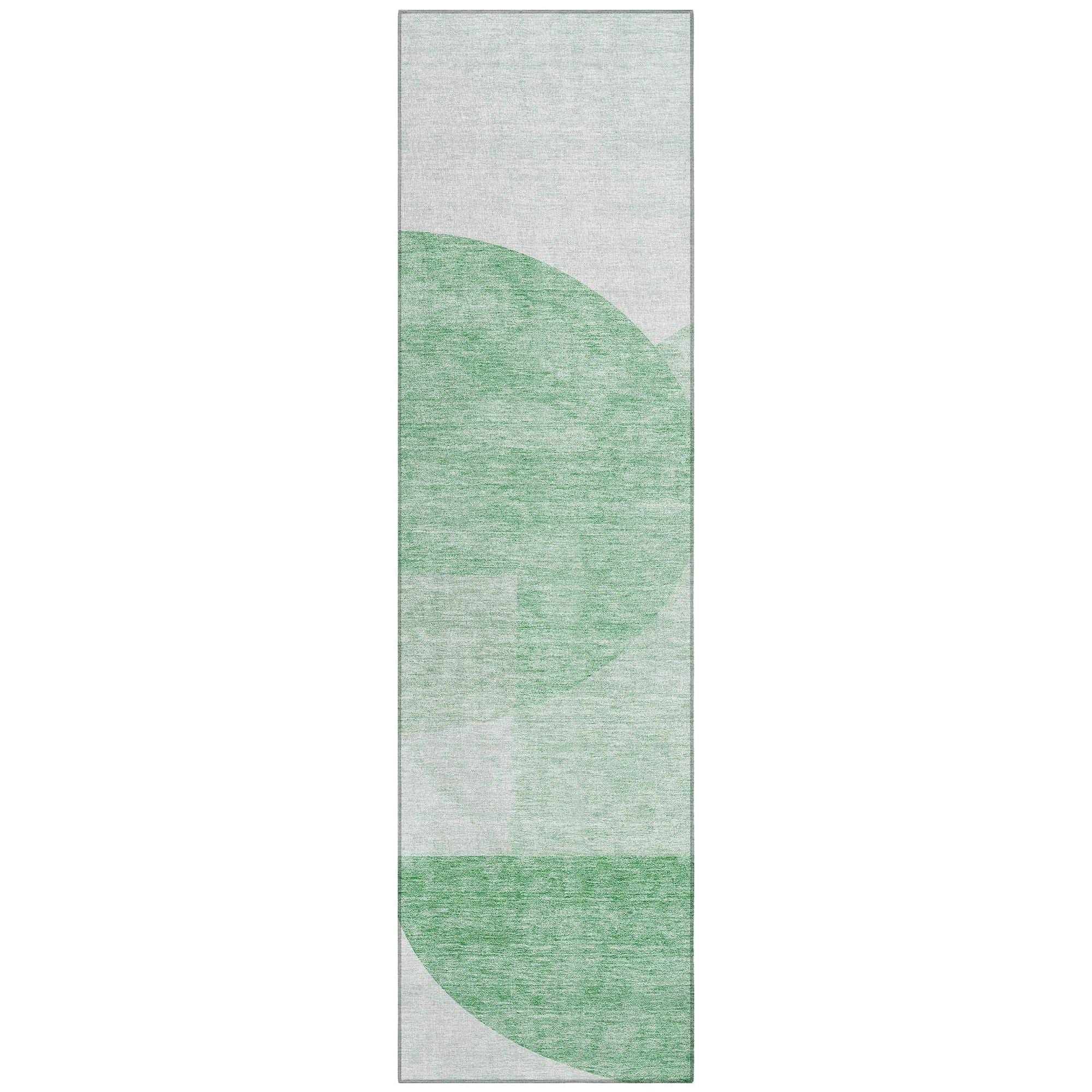 Machine Washable Green Rug - Indoor / Outdoor - Kids / Pet Friendly Modern Print Rug