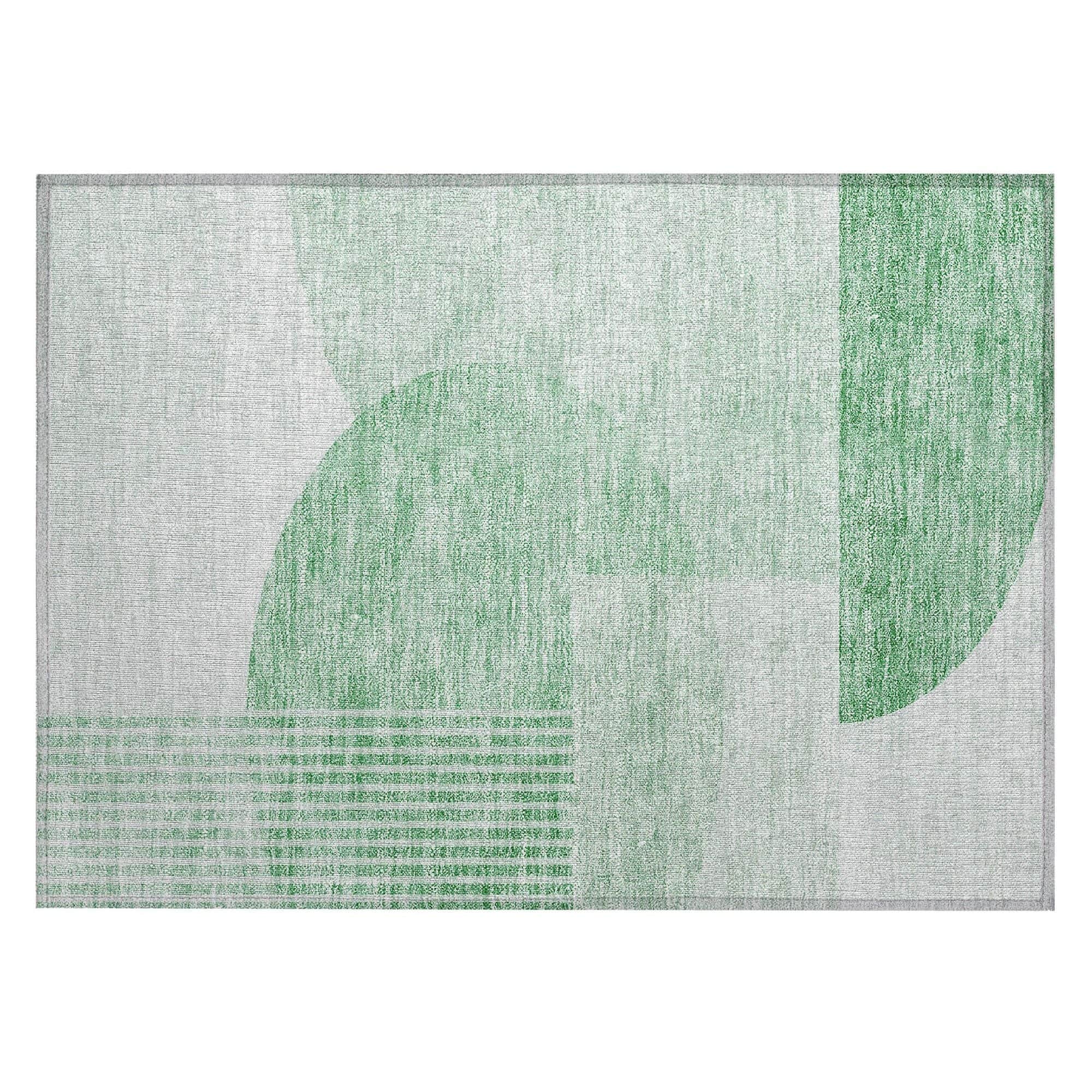 Machine Washable Green Rug - Indoor / Outdoor - Kids / Pet Friendly Modern Print Rug