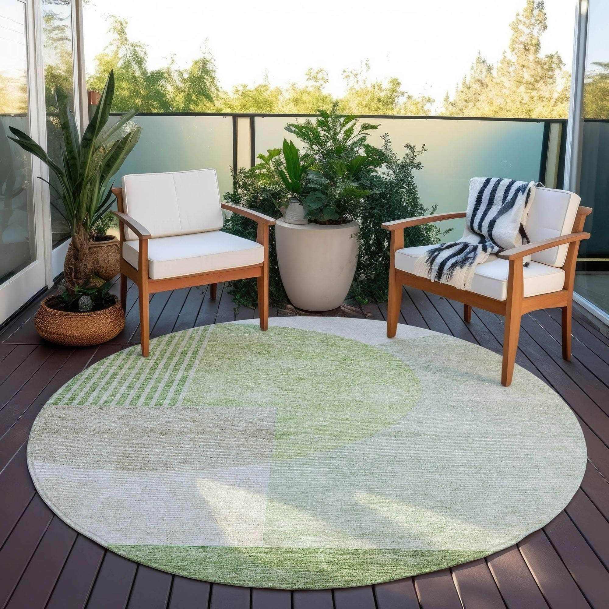 Machine Washable Olive Green Rug - Indoor / Outdoor - Kids / Pet Friendly Modern Print Rug