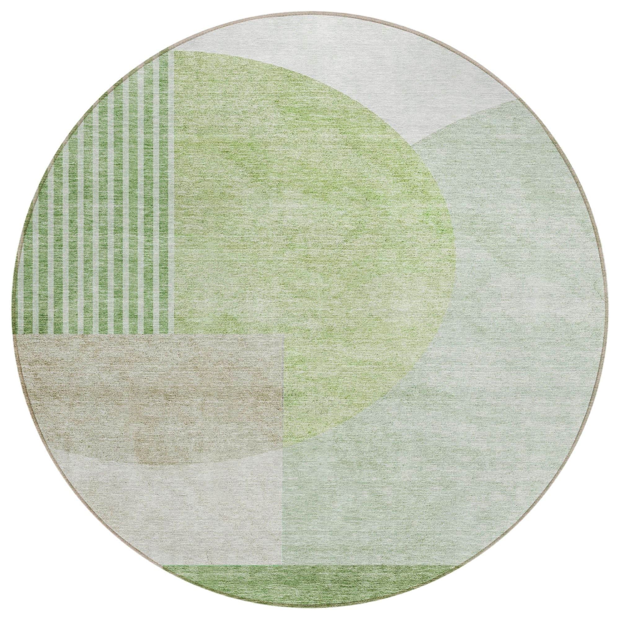 Machine Washable Olive Green Rug - Indoor / Outdoor - Kids / Pet Friendly Modern Print Rug