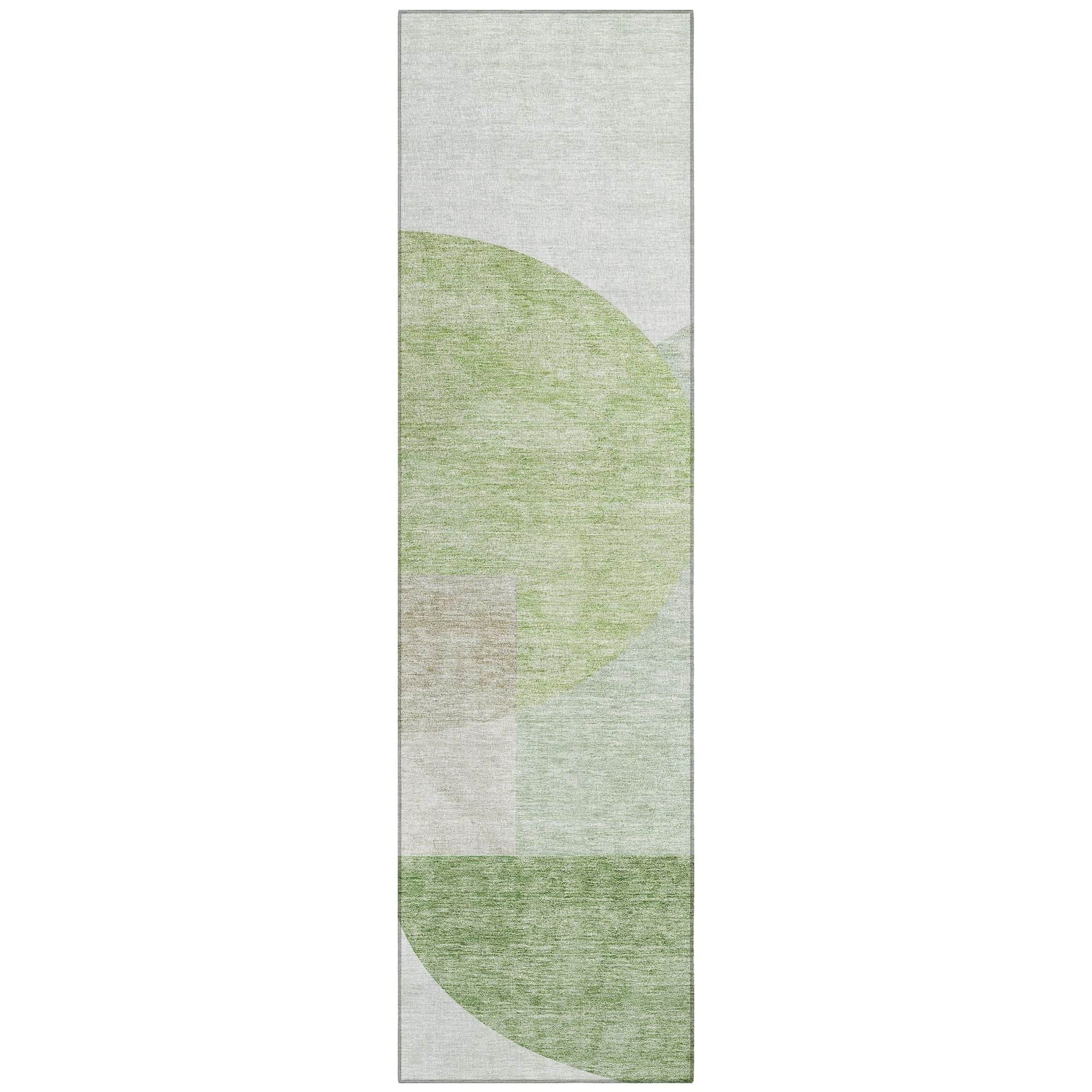 Machine Washable Olive Green Rug - Indoor / Outdoor - Kids / Pet Friendly Modern Print Rug