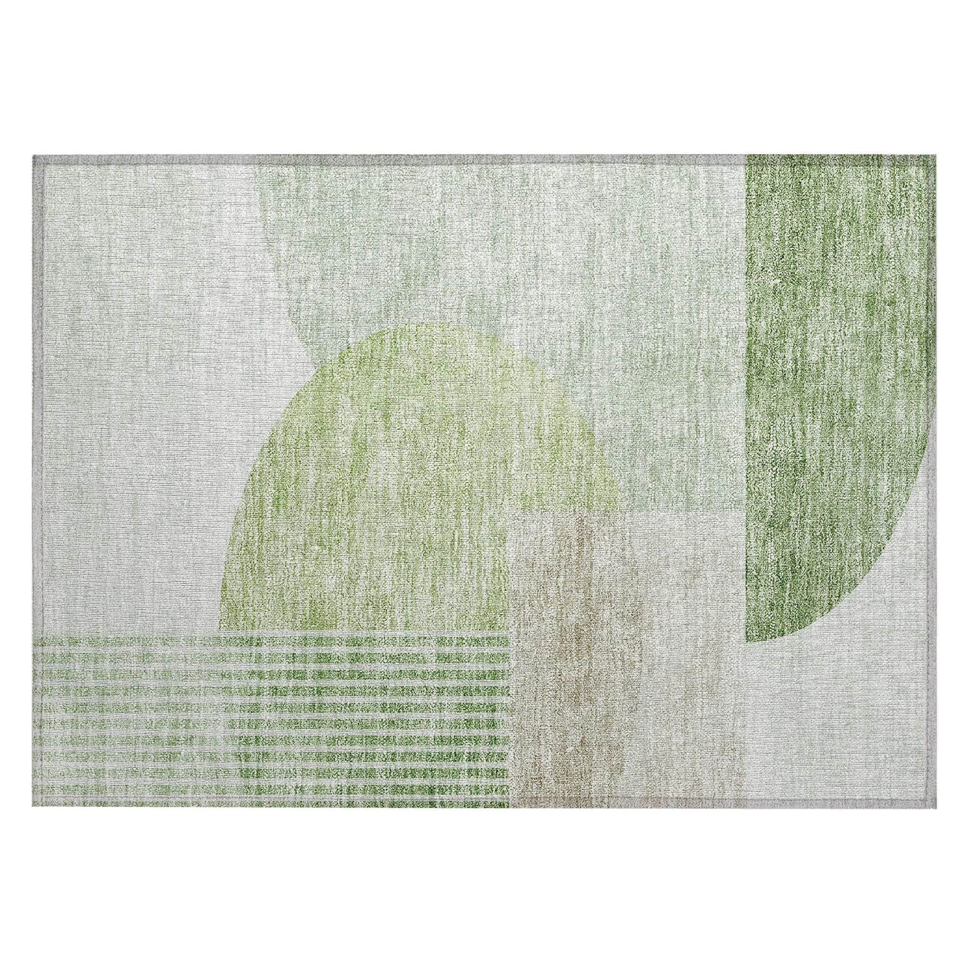 Machine Washable Olive Green Rug - Indoor / Outdoor - Kids / Pet Friendly Modern Print Rug