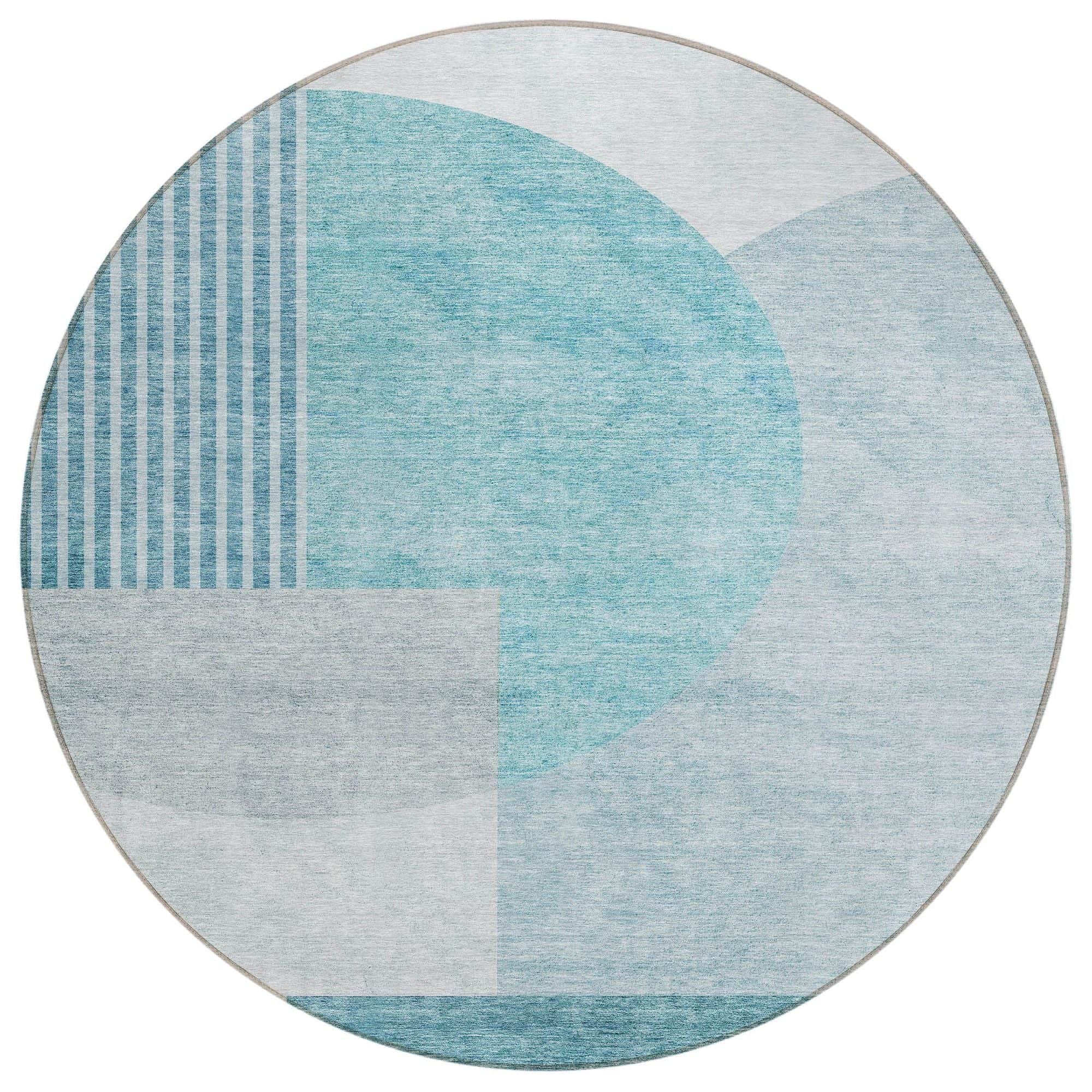 Machine Washable Teal Rug - Indoor / Outdoor - Kids / Pet Friendly Modern Print Rug