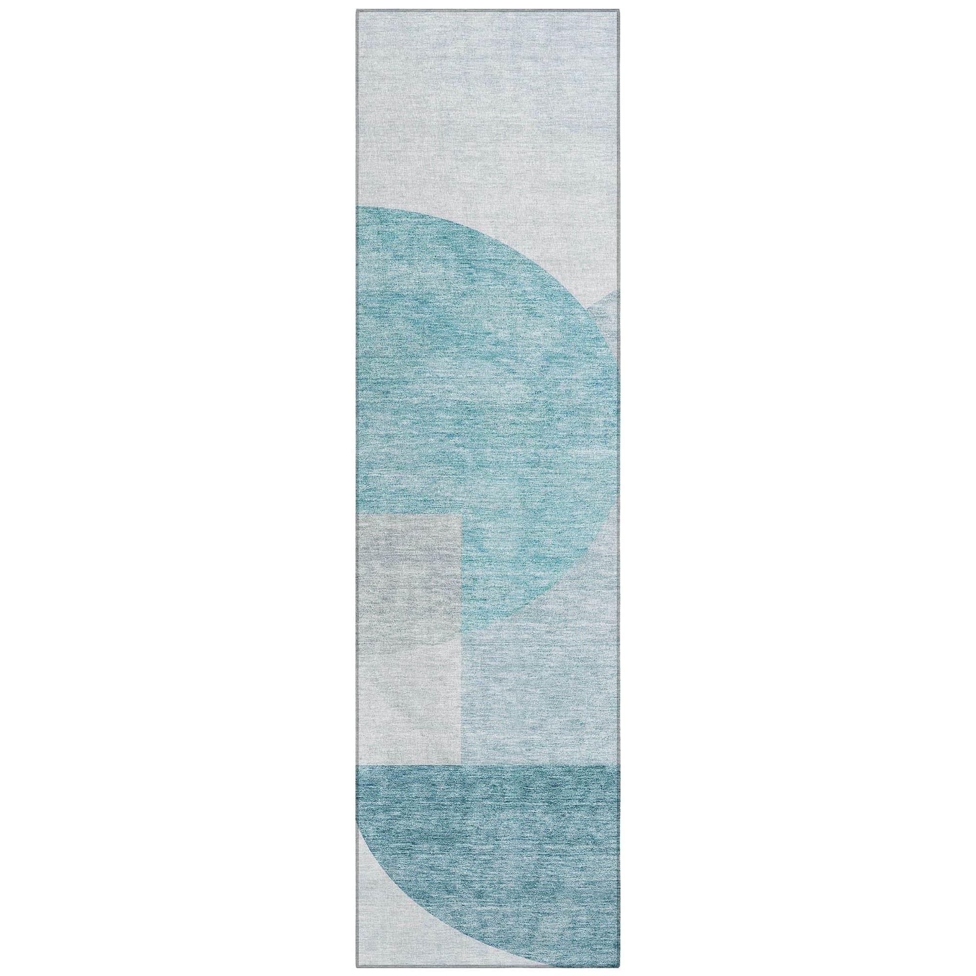 Machine Washable Teal Rug - Indoor / Outdoor - Kids / Pet Friendly Modern Print Rug