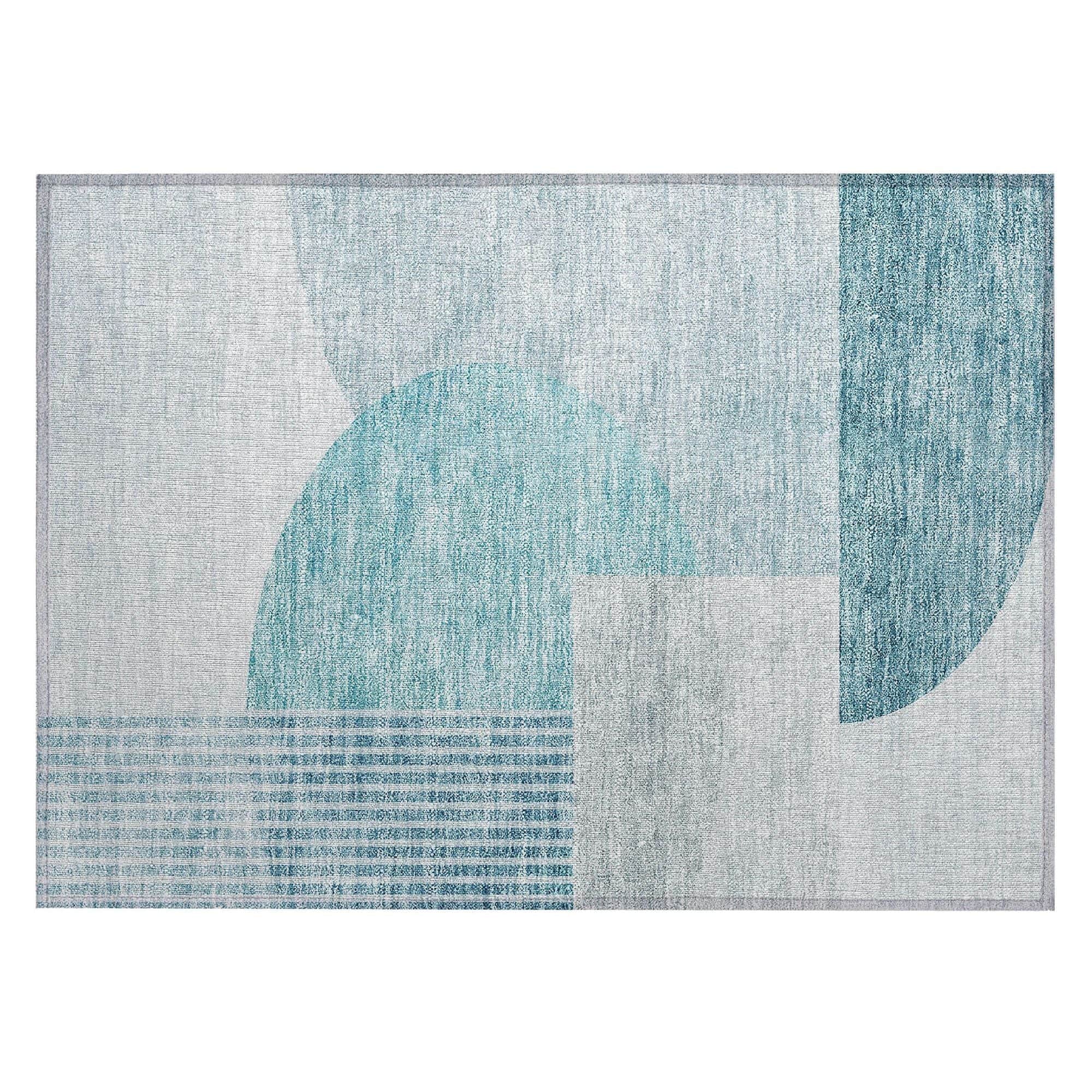 Machine Washable Teal Rug - Indoor / Outdoor - Kids / Pet Friendly Modern Print Rug