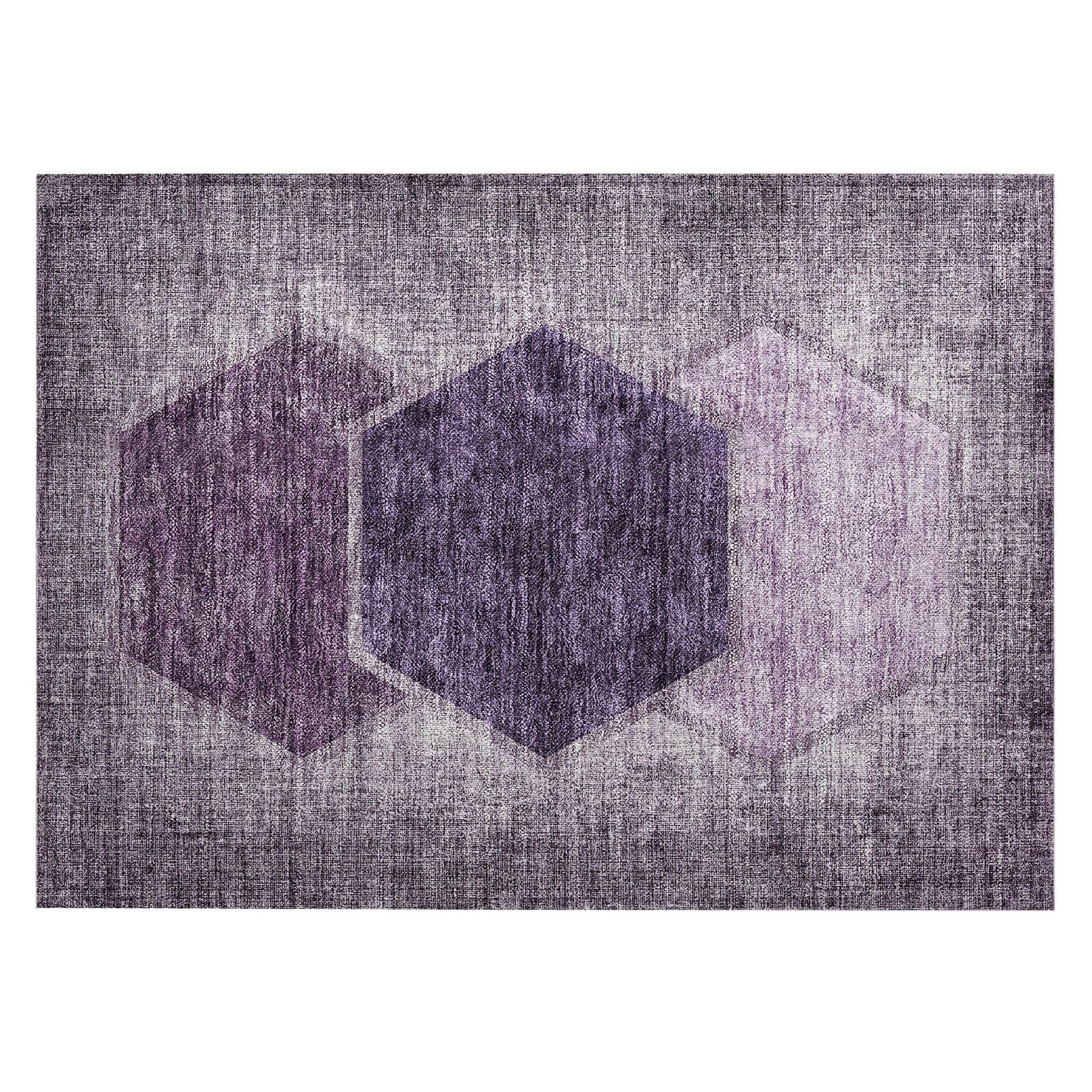 Machine Washable Eggplant Purple Rug - Indoor / Outdoor - Kids / Pet Friendly Geometric Print Rug