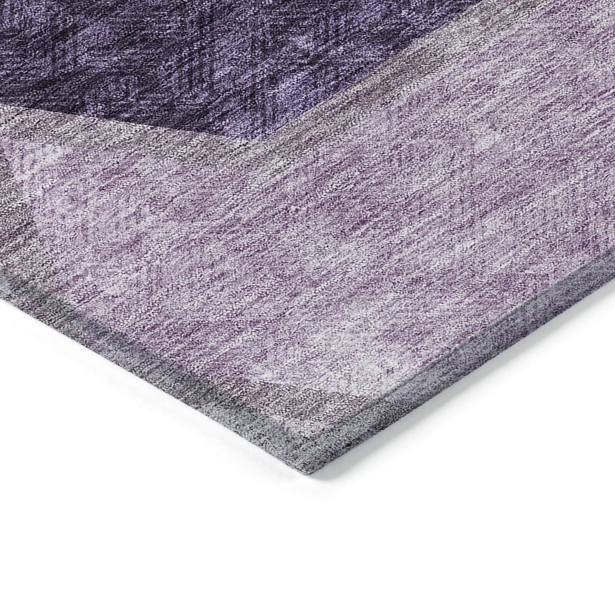 Machine Washable Eggplant Purple Rug - Indoor / Outdoor - Kids / Pet Friendly Geometric Print Rug