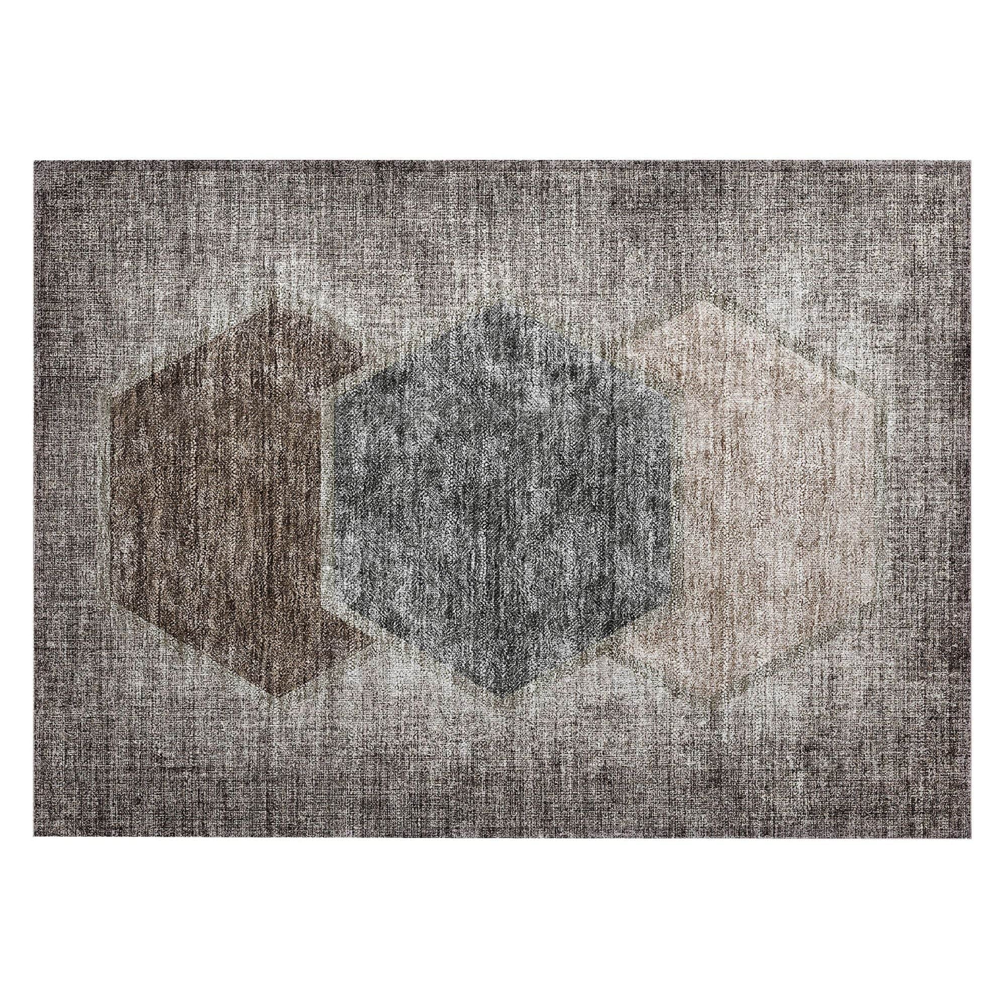 Machine Washable Fudge Brown Rug - Indoor / Outdoor - Kids / Pet Friendly Geometric Print Rug