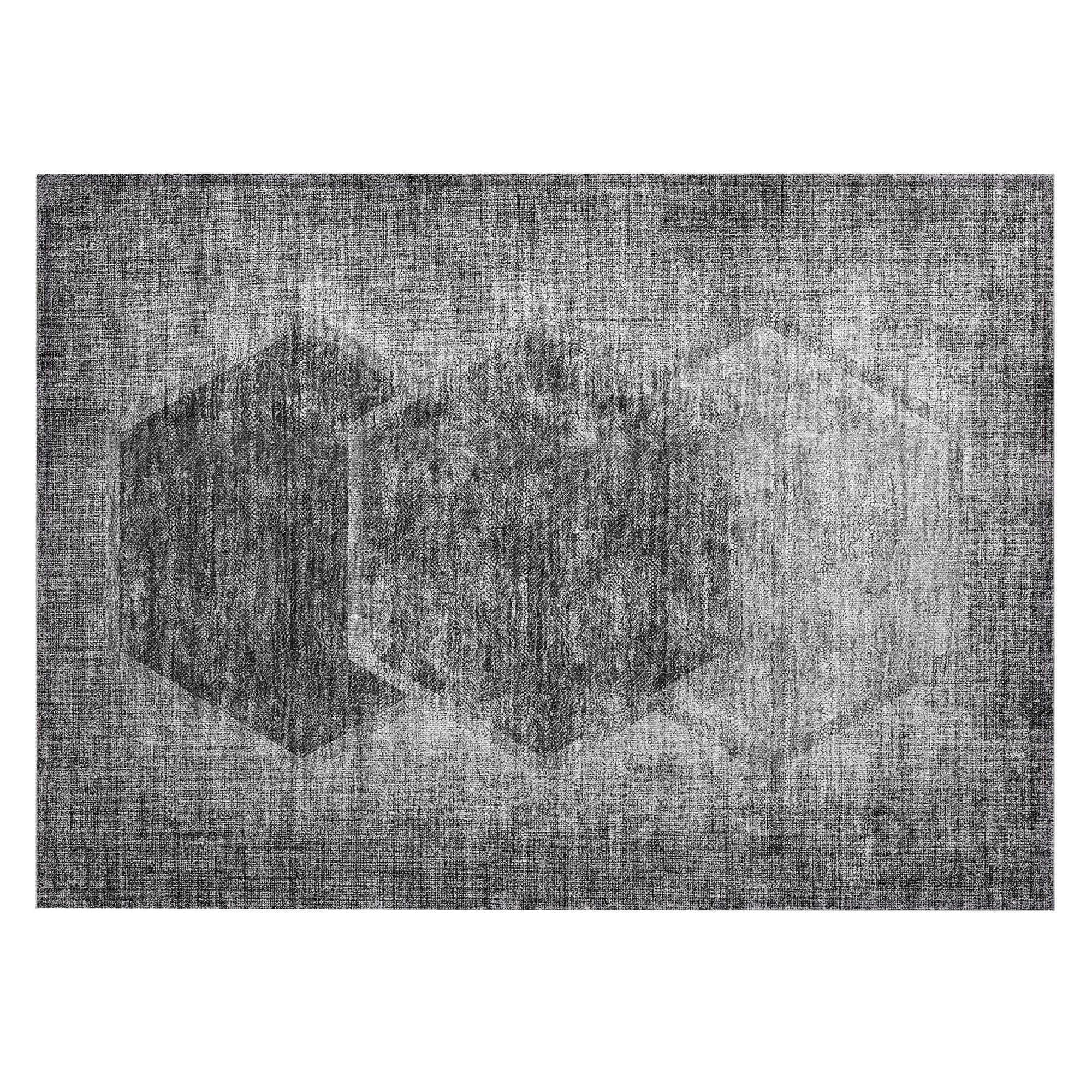 Machine Washable Gray Rug - Indoor / Outdoor - Kids / Pet Friendly Geometric Print Rug