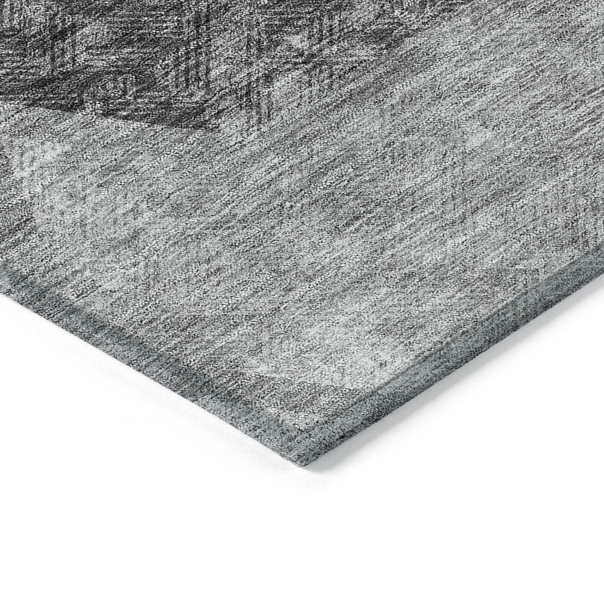 Machine Washable Gray Rug - Indoor / Outdoor - Kids / Pet Friendly Geometric Print Rug