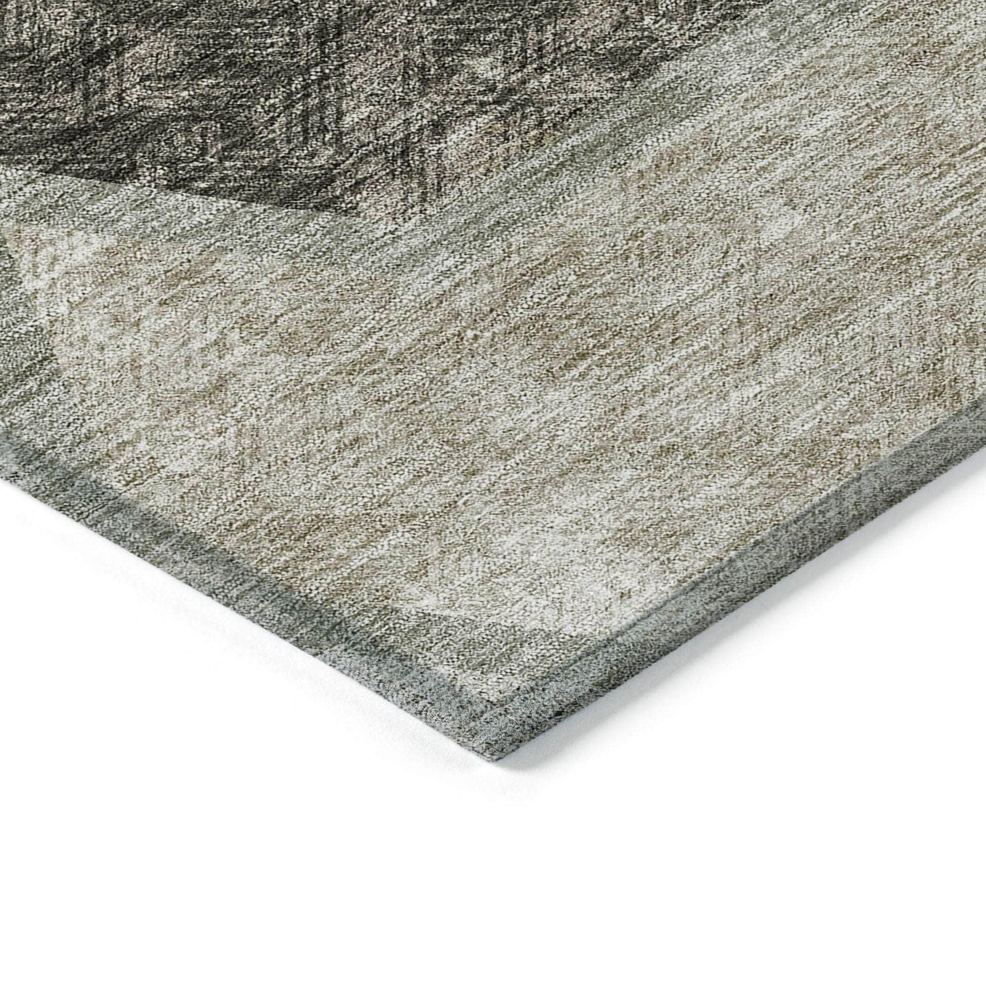 Machine Washable Taupe Brown Rug - Indoor / Outdoor - Kids / Pet Friendly Geometric Print Rug