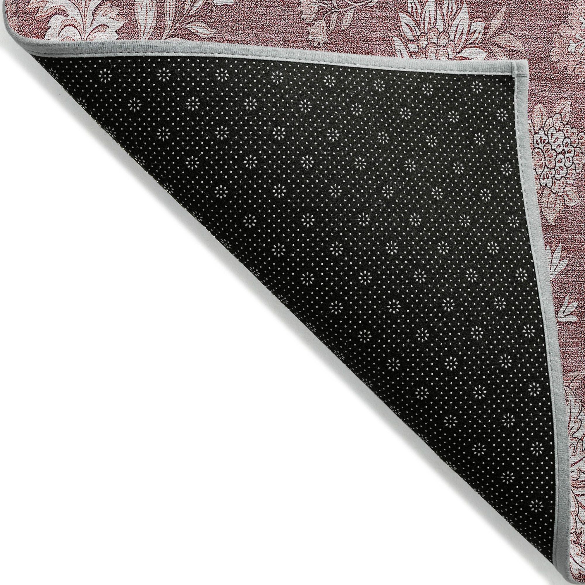 Machine Washable Blush Pink Rug - Indoor / Outdoor - Kids / Pet Friendly Floral Print Rug