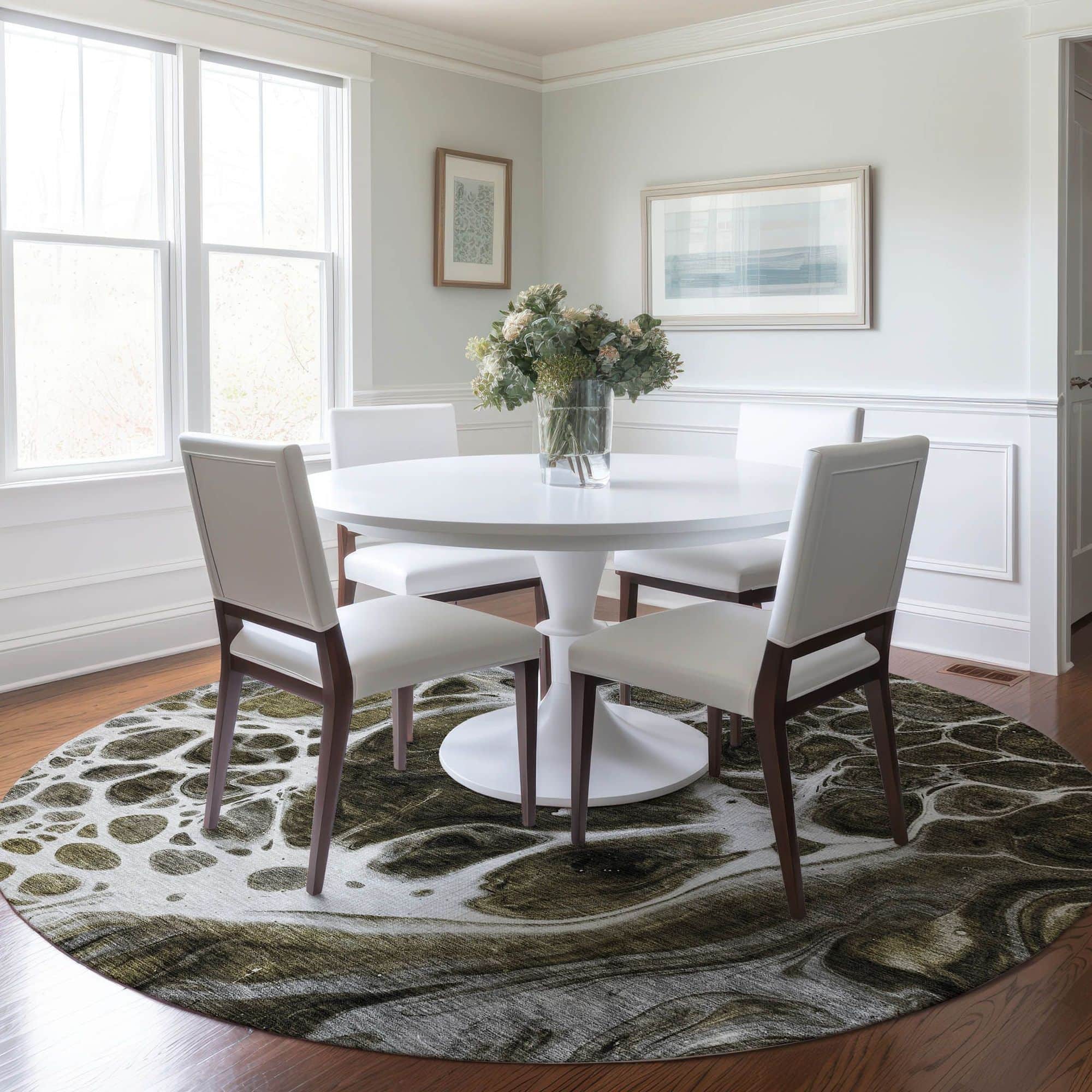 Machine Washable Chocolate Brown Rug - Indoor / Outdoor - Kids / Pet Friendly Modern Print Rug