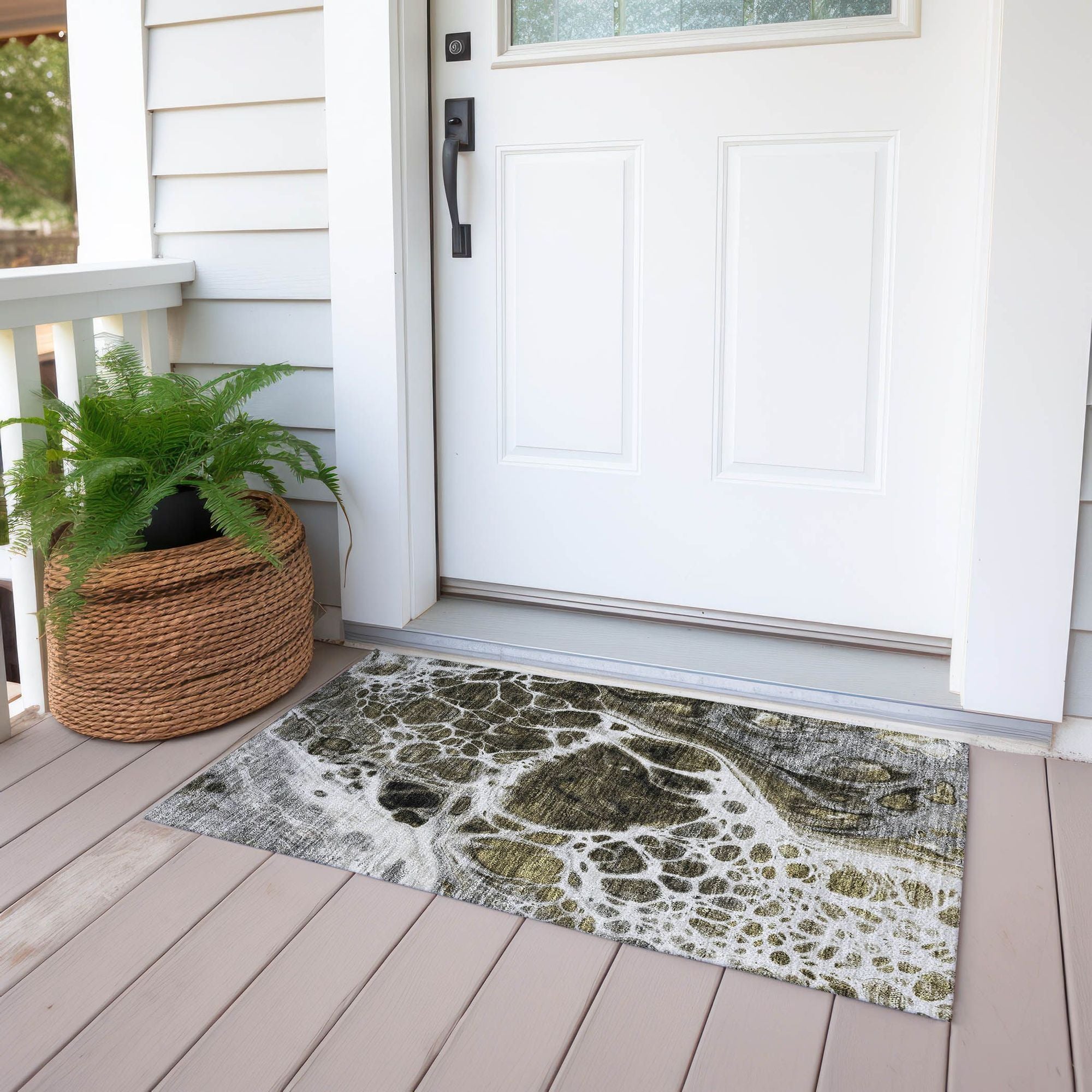Machine Washable Chocolate Brown Rug - Indoor / Outdoor - Kids / Pet Friendly Modern Print Rug