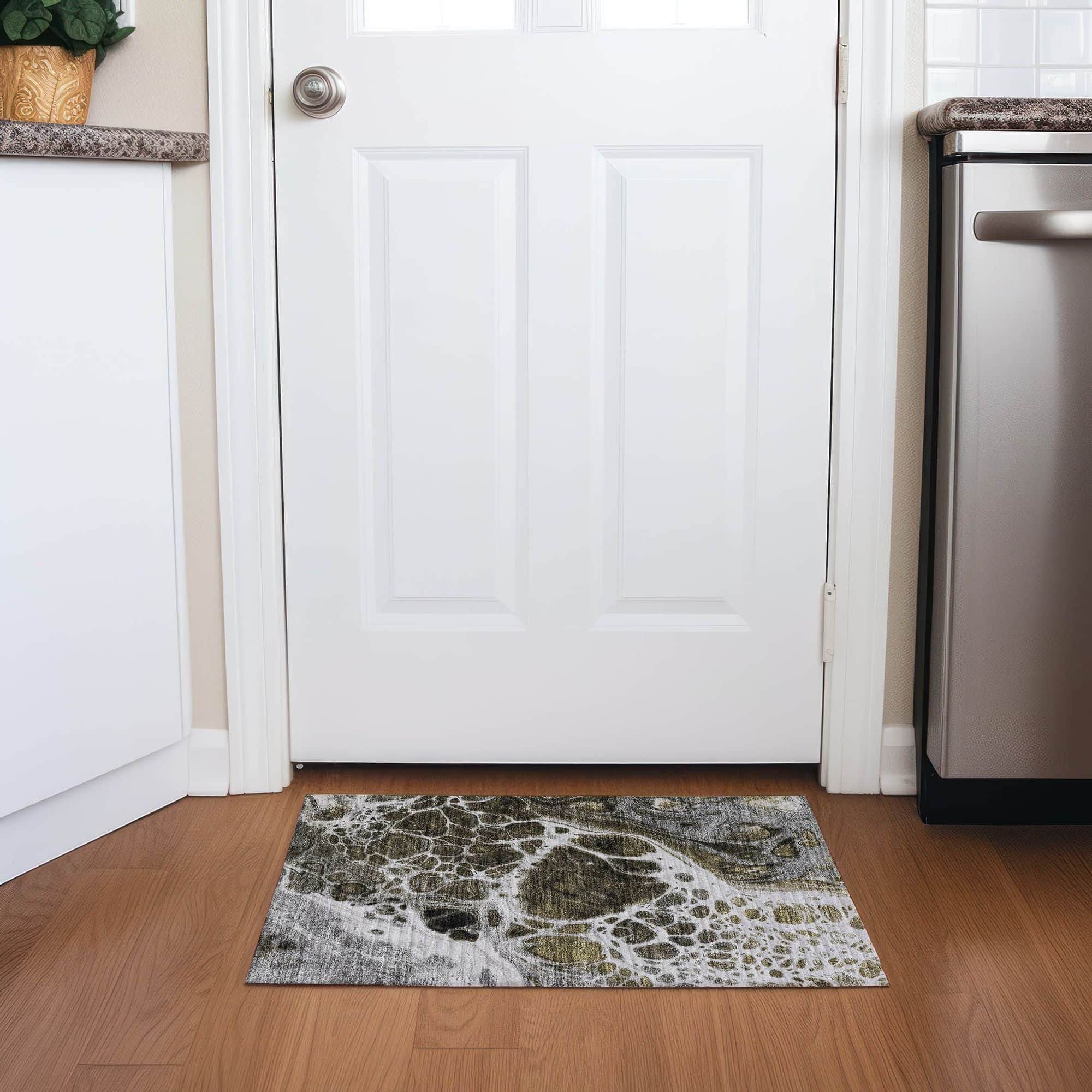 Machine Washable Chocolate Brown Rug - Indoor / Outdoor - Kids / Pet Friendly Modern Print Rug