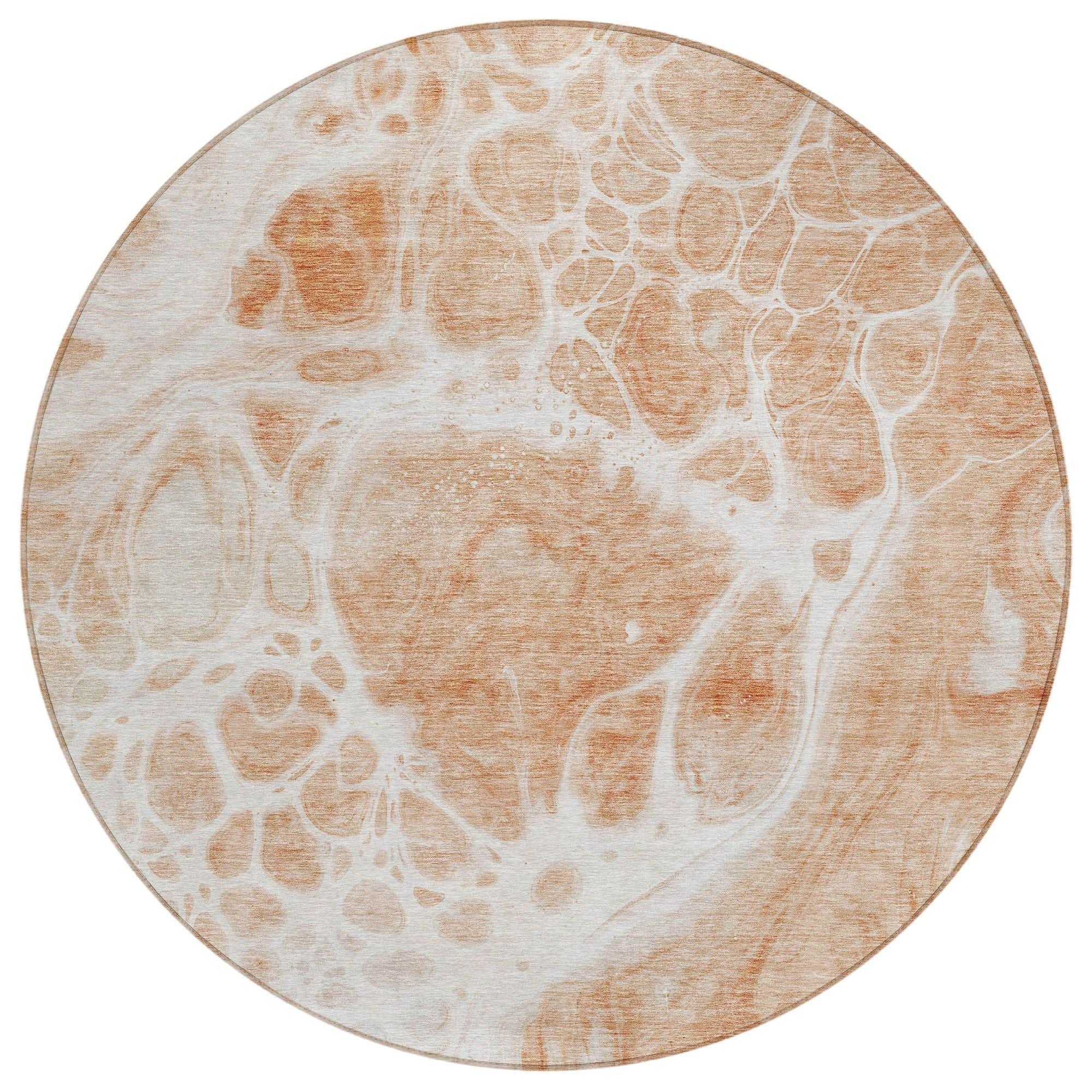 Machine Washable Coral Orange Rug - Indoor / Outdoor - Kids / Pet Friendly Modern Print Rug