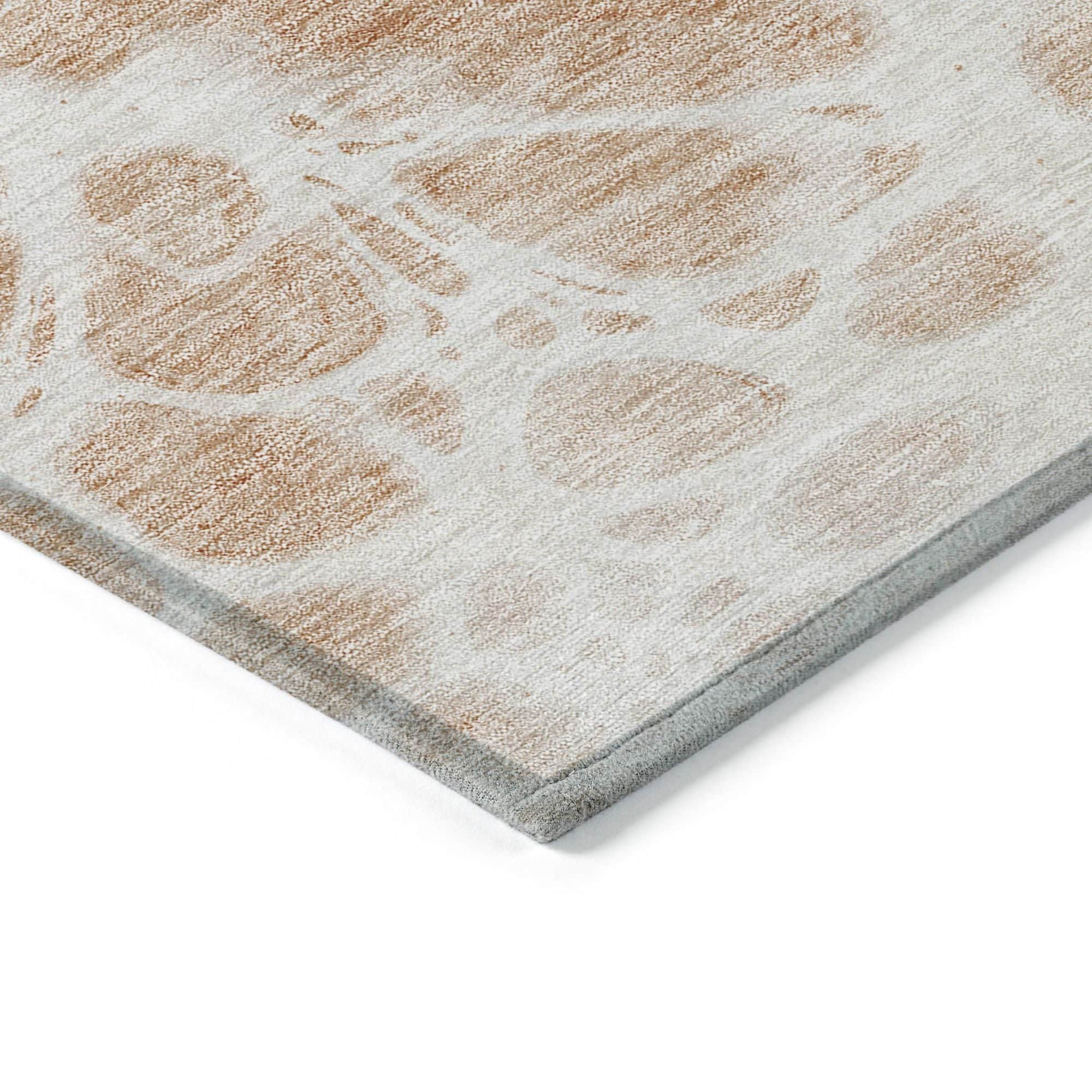 Machine Washable Coral Orange Rug - Indoor / Outdoor - Kids / Pet Friendly Modern Print Rug