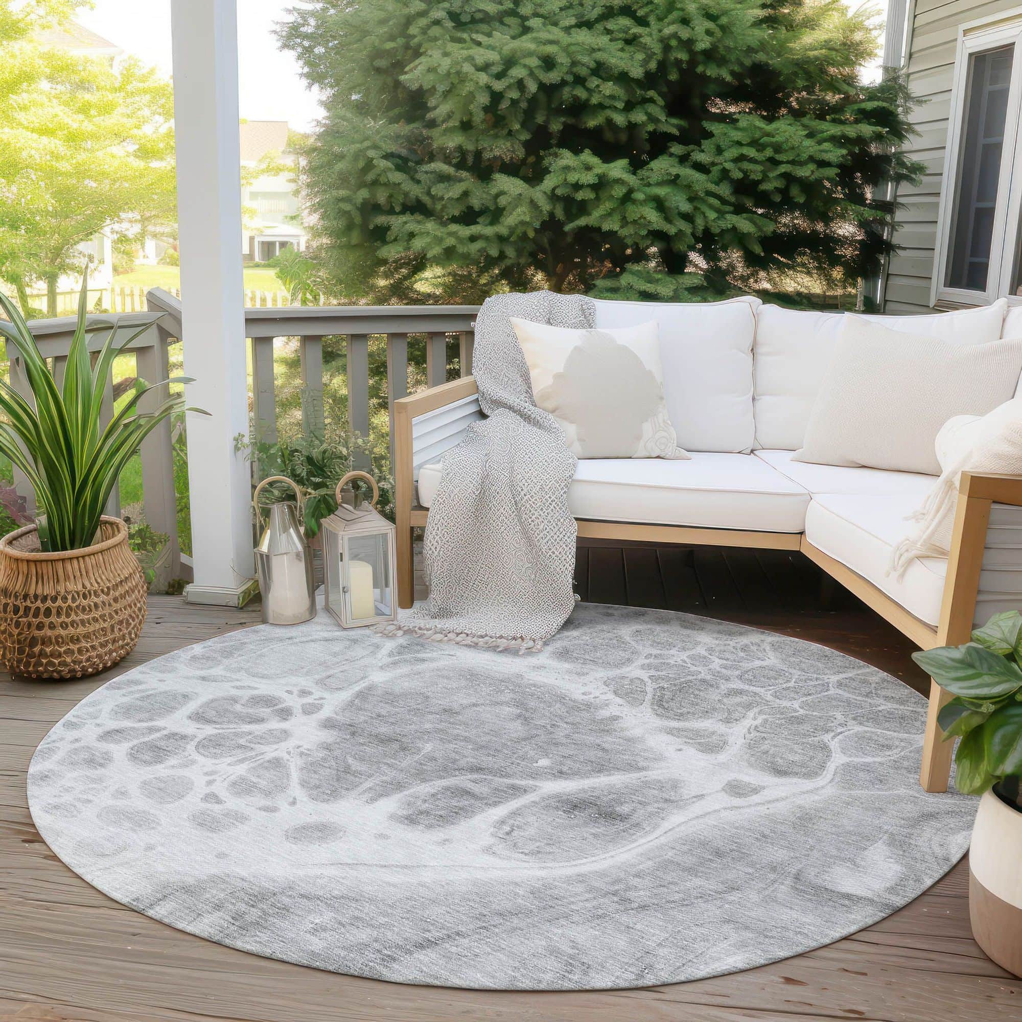 Machine Washable Gray Rug - Indoor / Outdoor - Kids / Pet Friendly Modern Print Rug