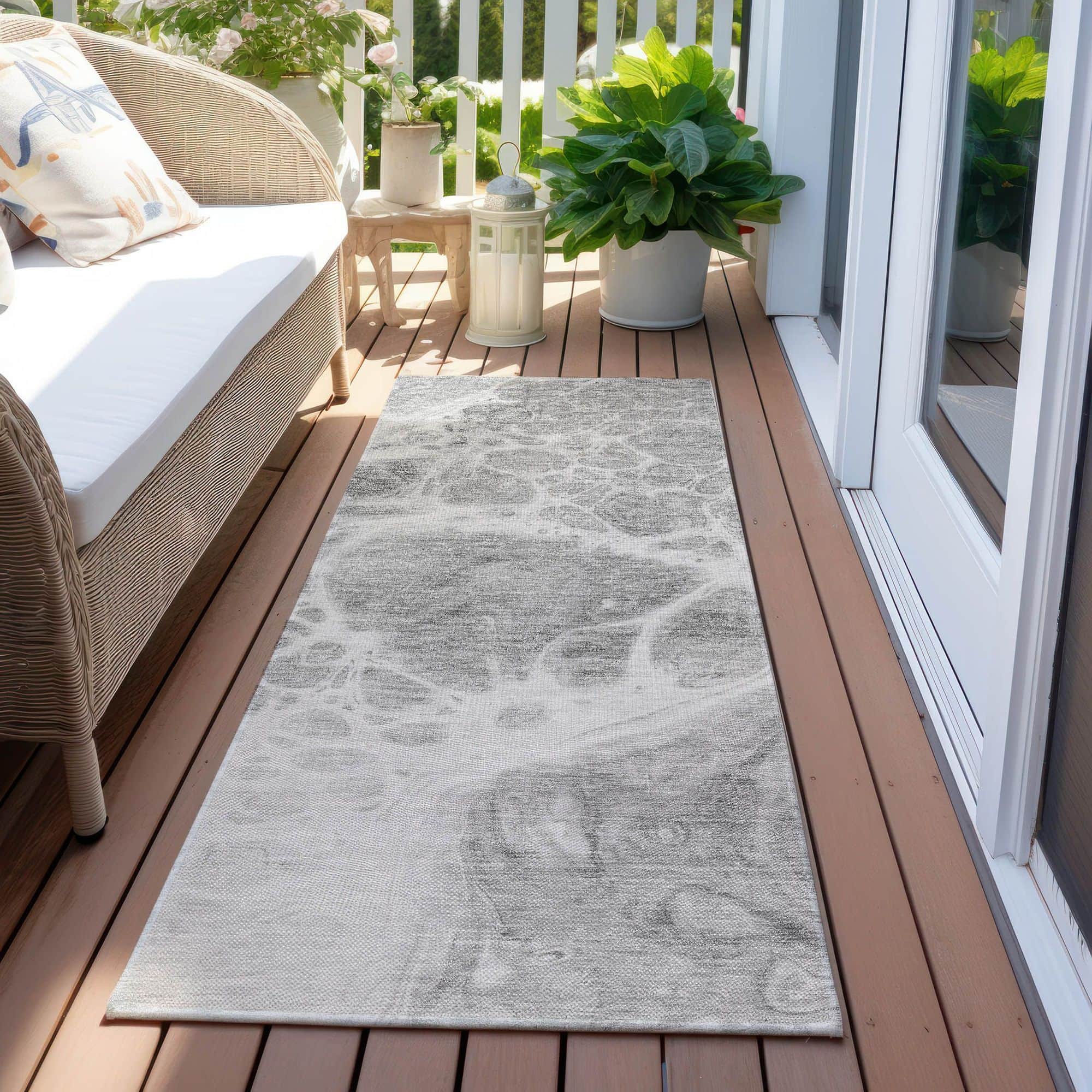 Machine Washable Gray Rug - Indoor / Outdoor - Kids / Pet Friendly Modern Print Rug
