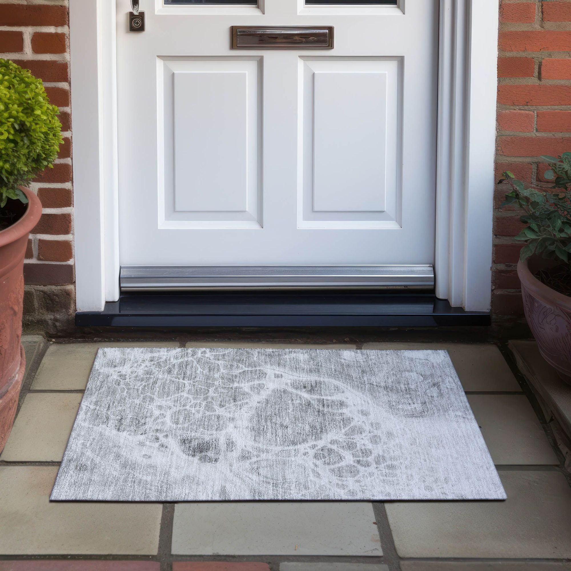 Machine Washable Gray Rug - Indoor / Outdoor - Kids / Pet Friendly Modern Print Rug