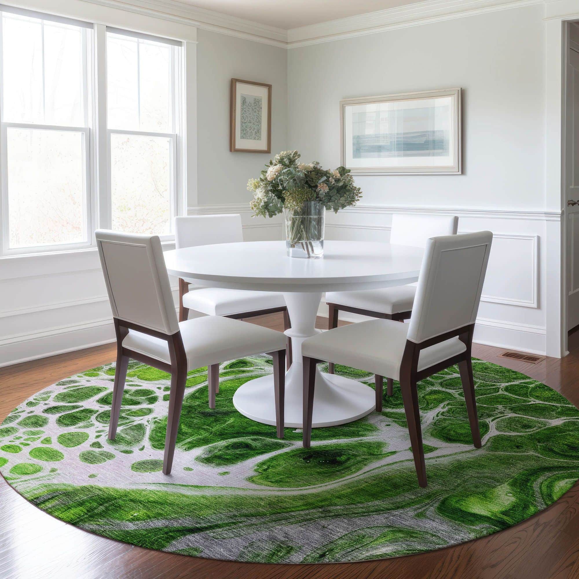 Machine Washable Lime Green Rug - Indoor / Outdoor - Kids / Pet Friendly Modern Print Rug