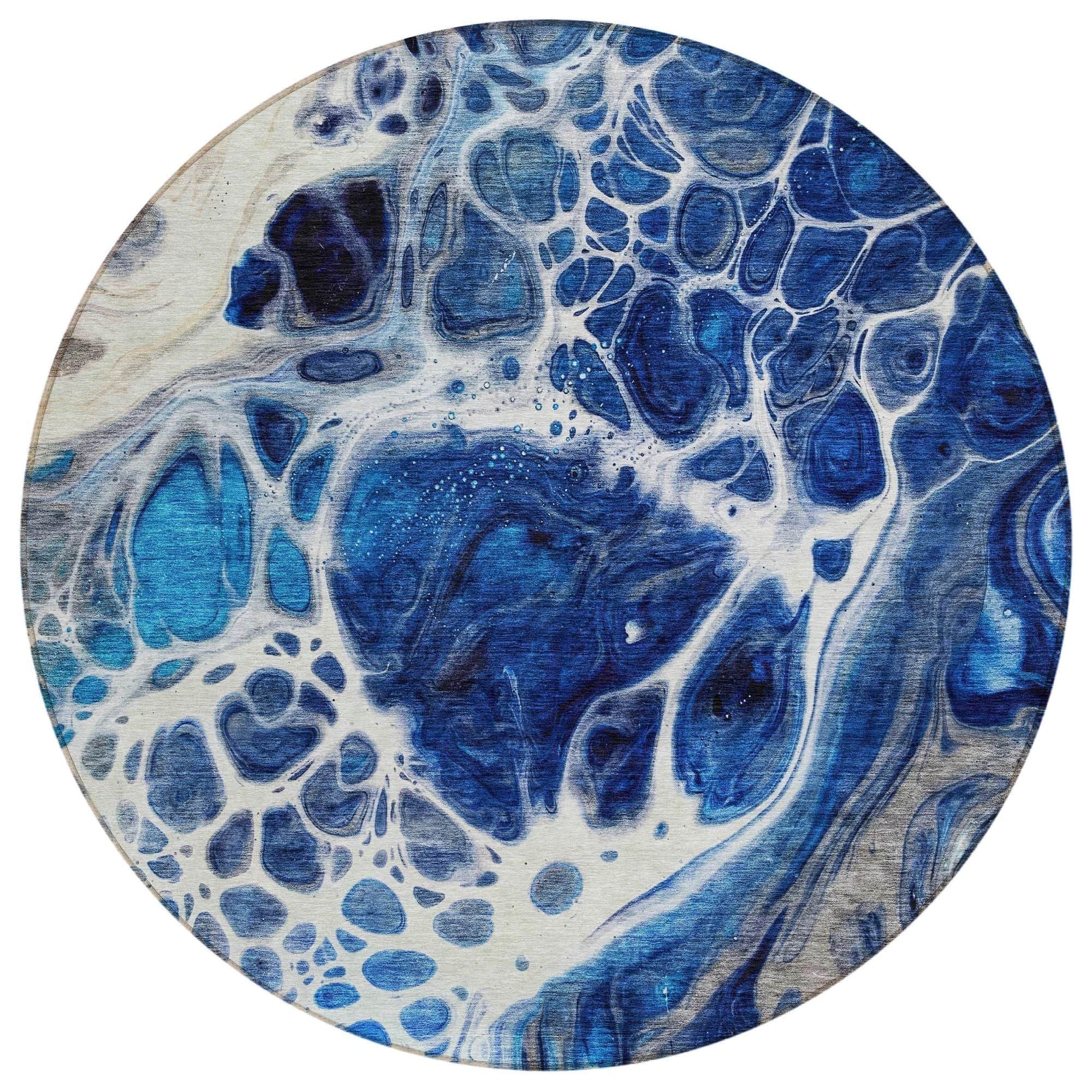 Machine Washable Navy Blue Rug - Indoor / Outdoor - Kids / Pet Friendly Modern Print Rug