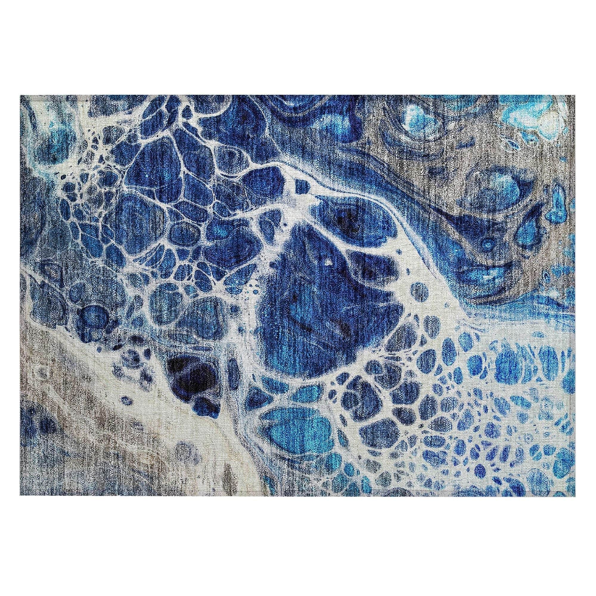 Machine Washable Navy Blue Rug - Indoor / Outdoor - Kids / Pet Friendly Modern Print Rug