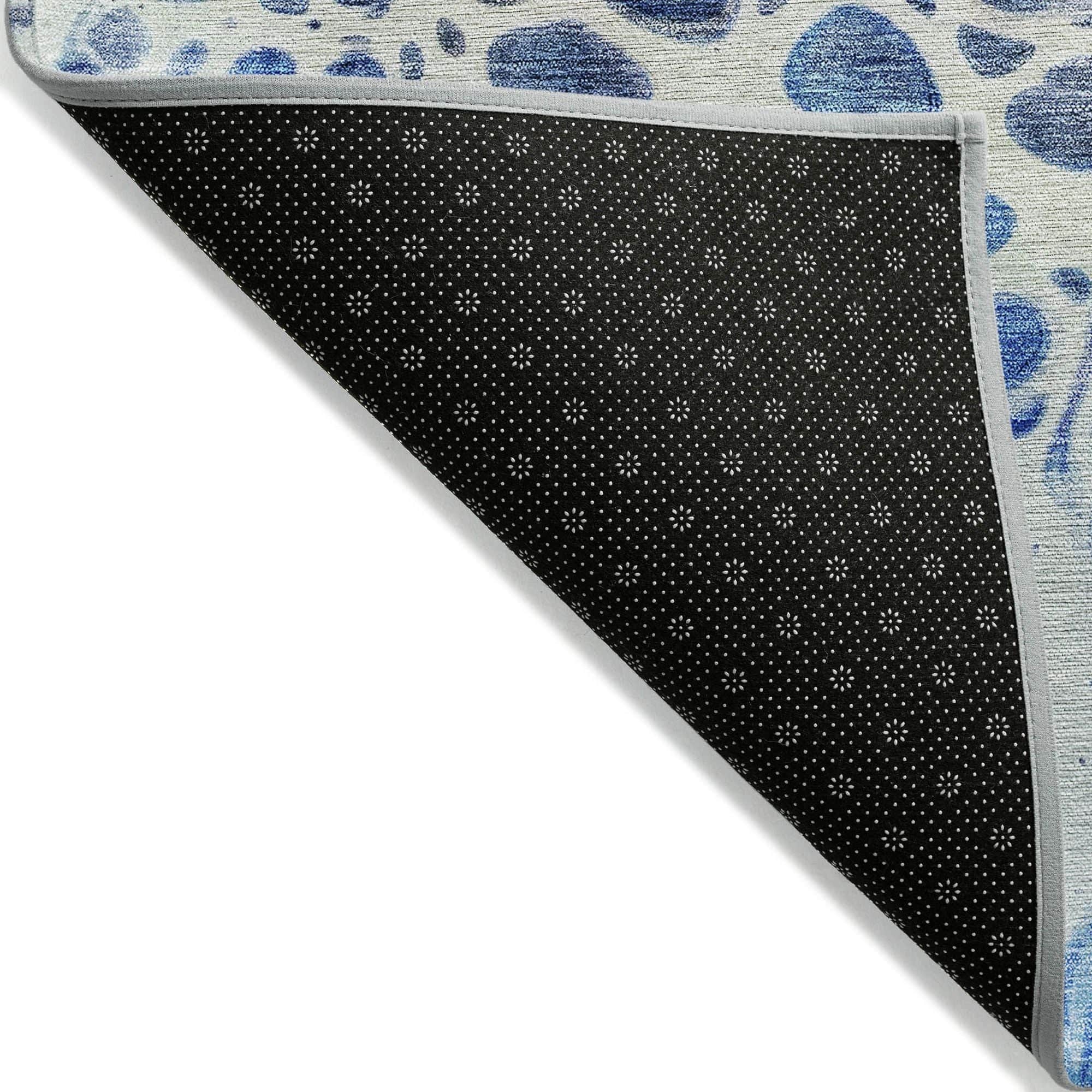 Machine Washable Navy Blue Rug - Indoor / Outdoor - Kids / Pet Friendly Modern Print Rug