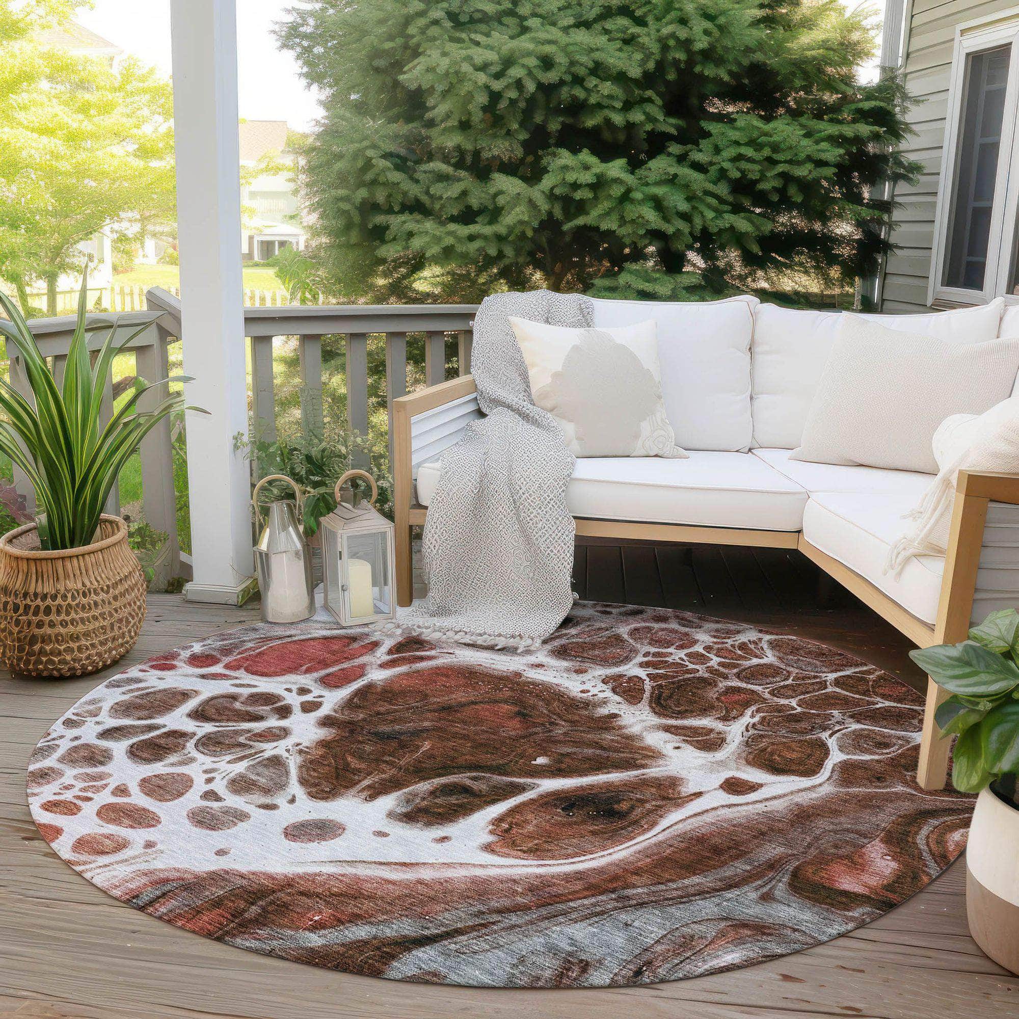 Machine Washable Paprika Orange Rug - Indoor / Outdoor - Kids / Pet Friendly Modern Print Rug