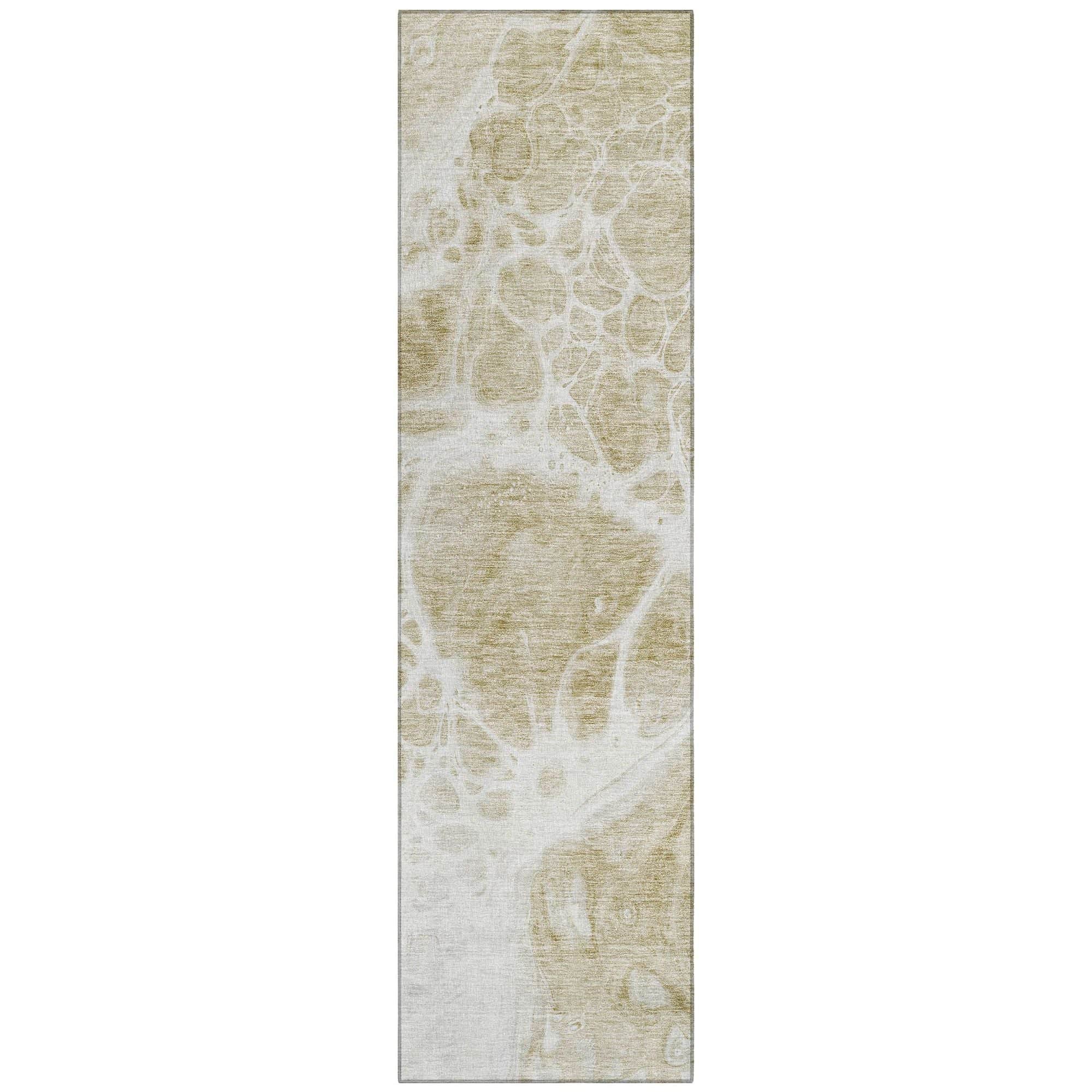 Machine Washable Taupe Brown Rug - Indoor / Outdoor - Kids / Pet Friendly Modern Print Rug