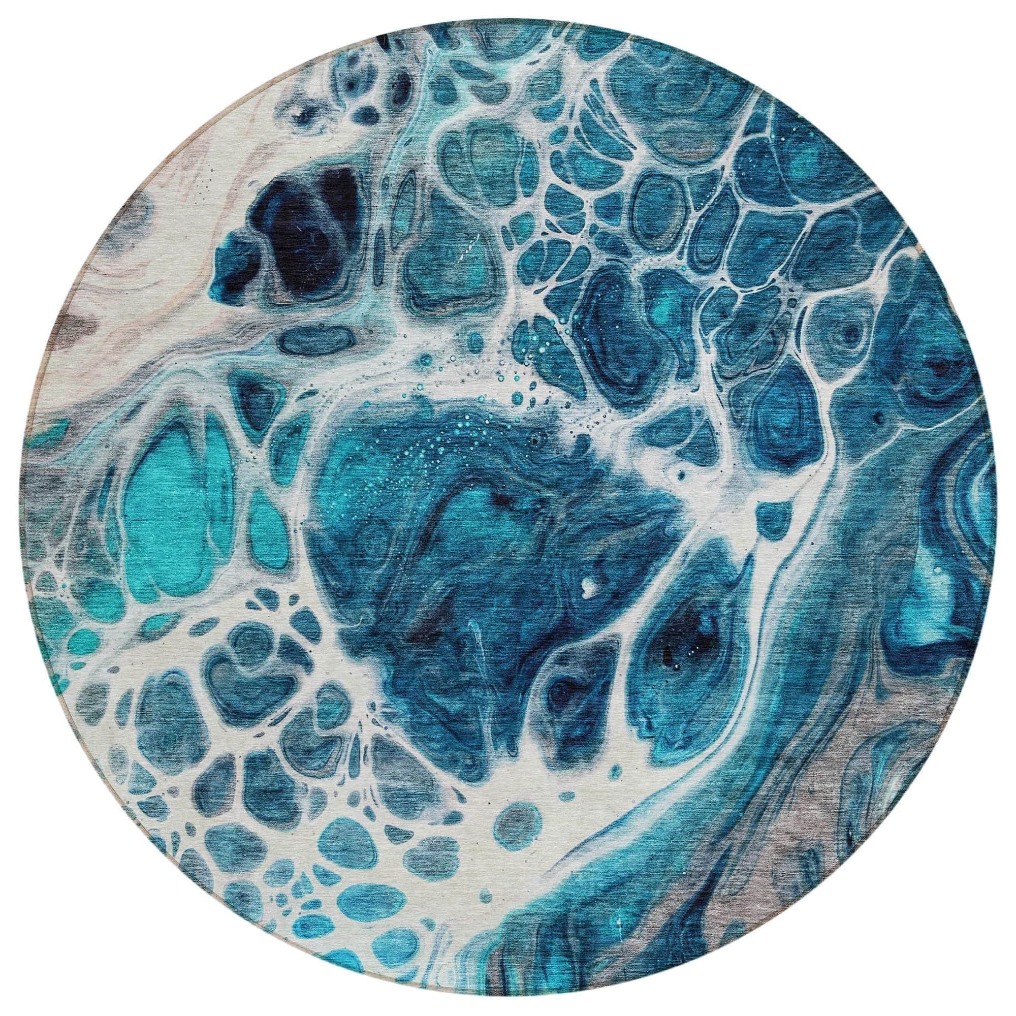 Machine Washable Teal Rug - Indoor / Outdoor - Kids / Pet Friendly Modern Print Rug